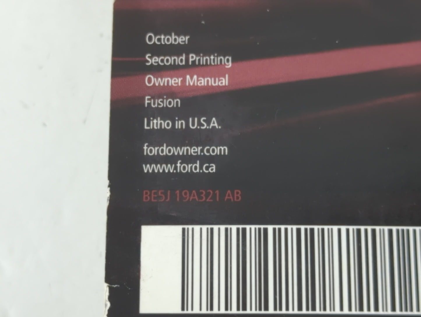 2011 Ford Fusion Owners Manual Book Guide P/N:BE5J 19A321 AB OEM Used Auto Parts - Oemusedautoparts1.com