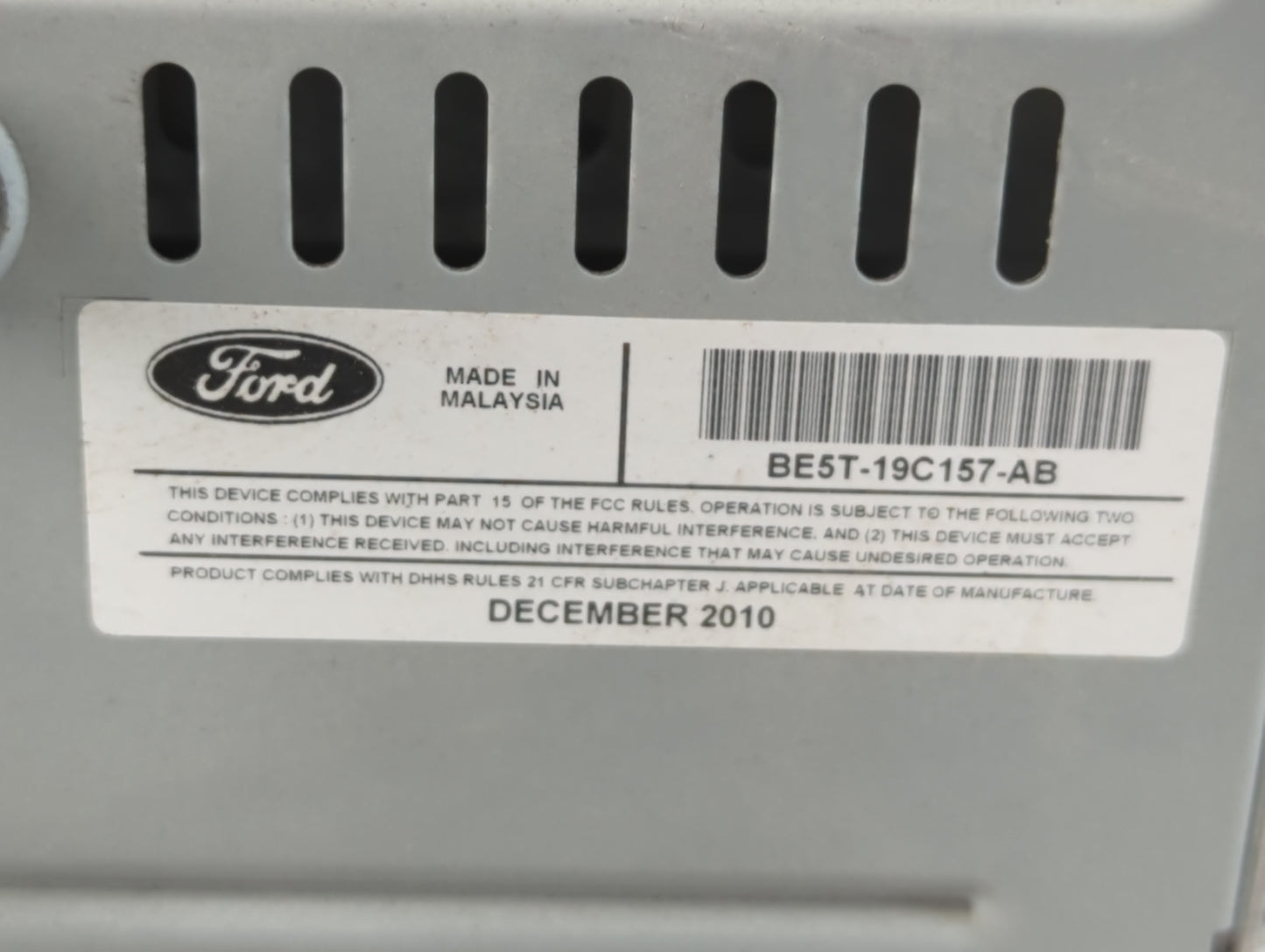 2010-2012 Ford Fusion Radio AM FM Cd Player Receiver Replacement P/N:BE5T-19C157-AB Fits Fits 2010 2011 2012 OEM Used Auto P