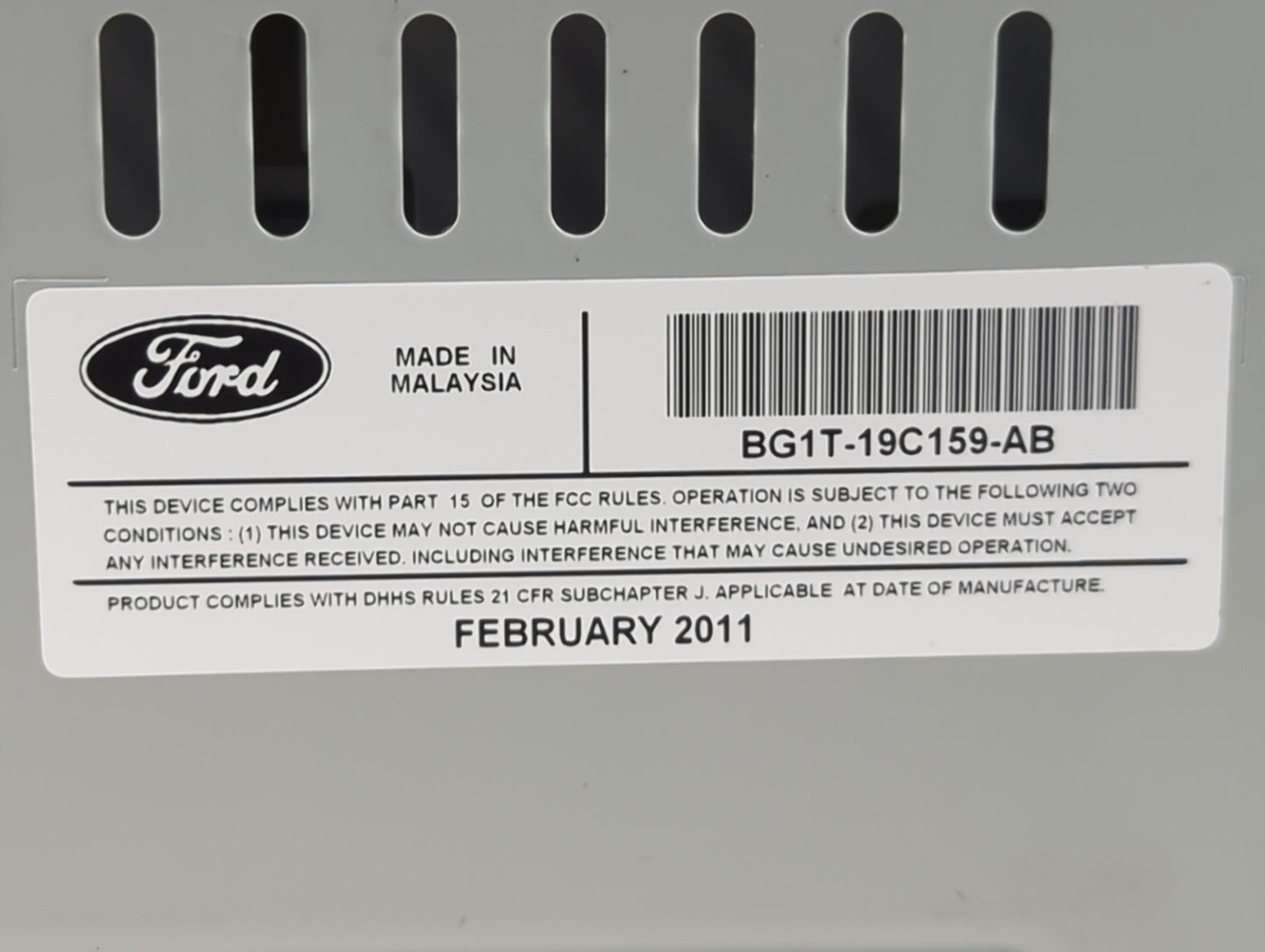 2011-2012 Ford Taurus Radio AM FM Cd Player Receiver Replacement P/N:BG1T-19C159-AB Fits Fits 2011 2012 OEM Used Auto Parts 