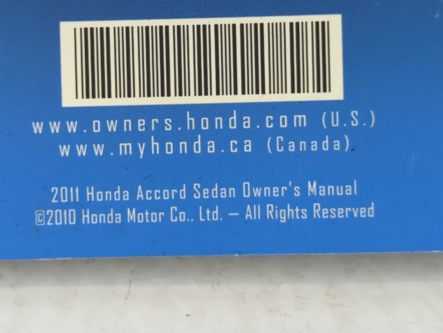 2011 Honda Accord Owners Manual Book Guide P/N:00X31-TA5-6300 31TA5630 OEM Used Auto Parts - Oemusedautoparts1.com