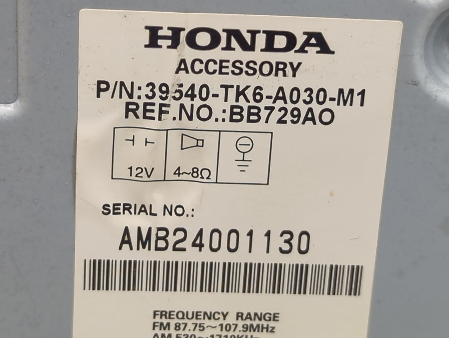 2011 Honda Fit Am Fm Cd Player Radio Receiver - Oemusedautoparts1.com