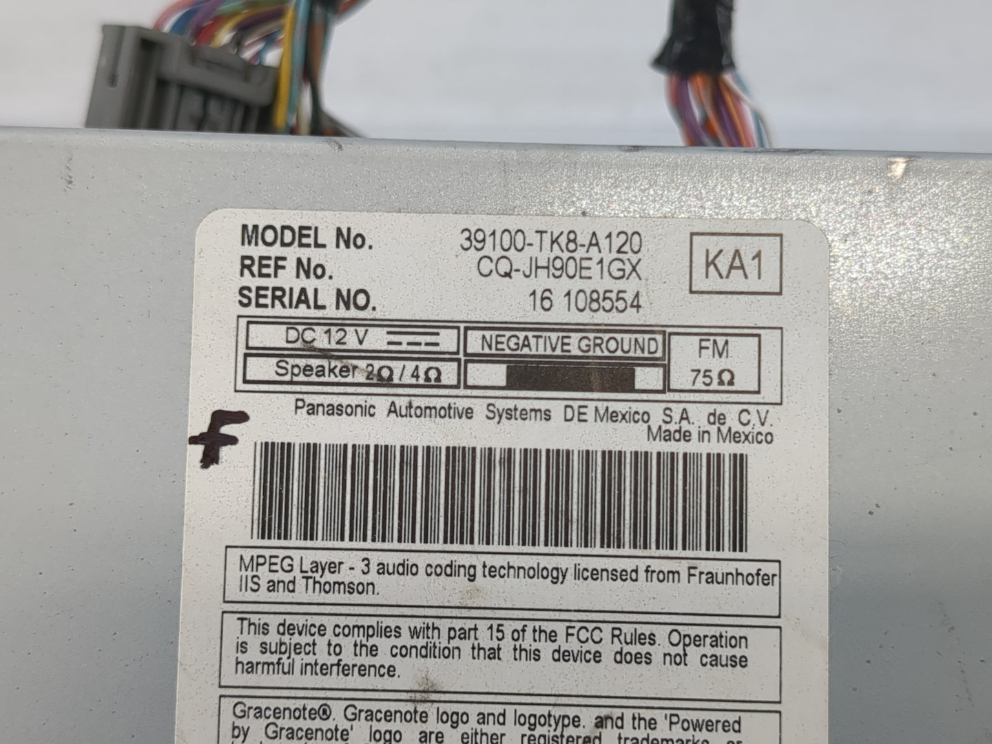 2011 Honda Odyssey Radio AM FM Cd Player Receiver Replacement P/N:39100-TK8-A120 Fits OEM Used Auto Parts - Oemusedautoparts