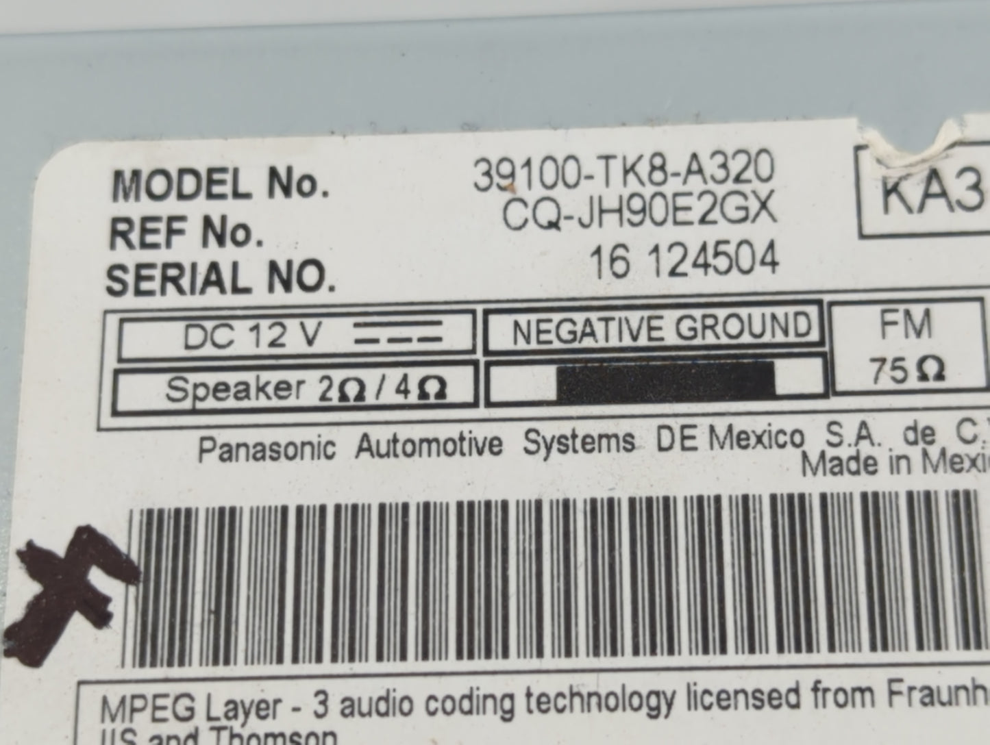 2011-2013 Honda Odyssey Radio AM FM Cd Player Receiver Replacement Fits Fits 2011 2012 2013 2014 2015 OEM Used Auto Parts - 