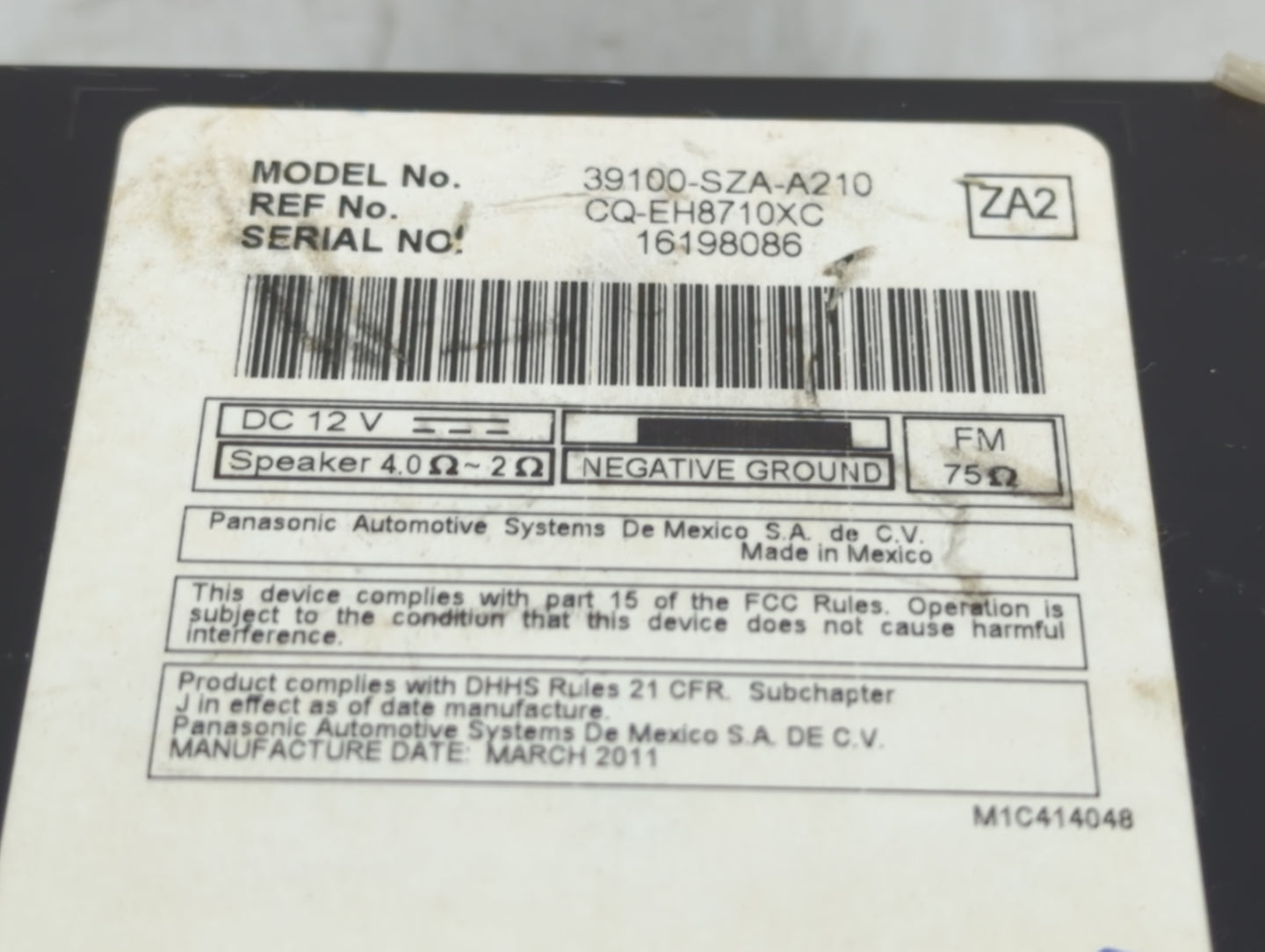 2009-2011 Honda Pilot Radio AM FM Cd Player Receiver Replacement P/N:39100-SZA-A210 Fits Fits 2009 2010 2011 OEM Used Auto P