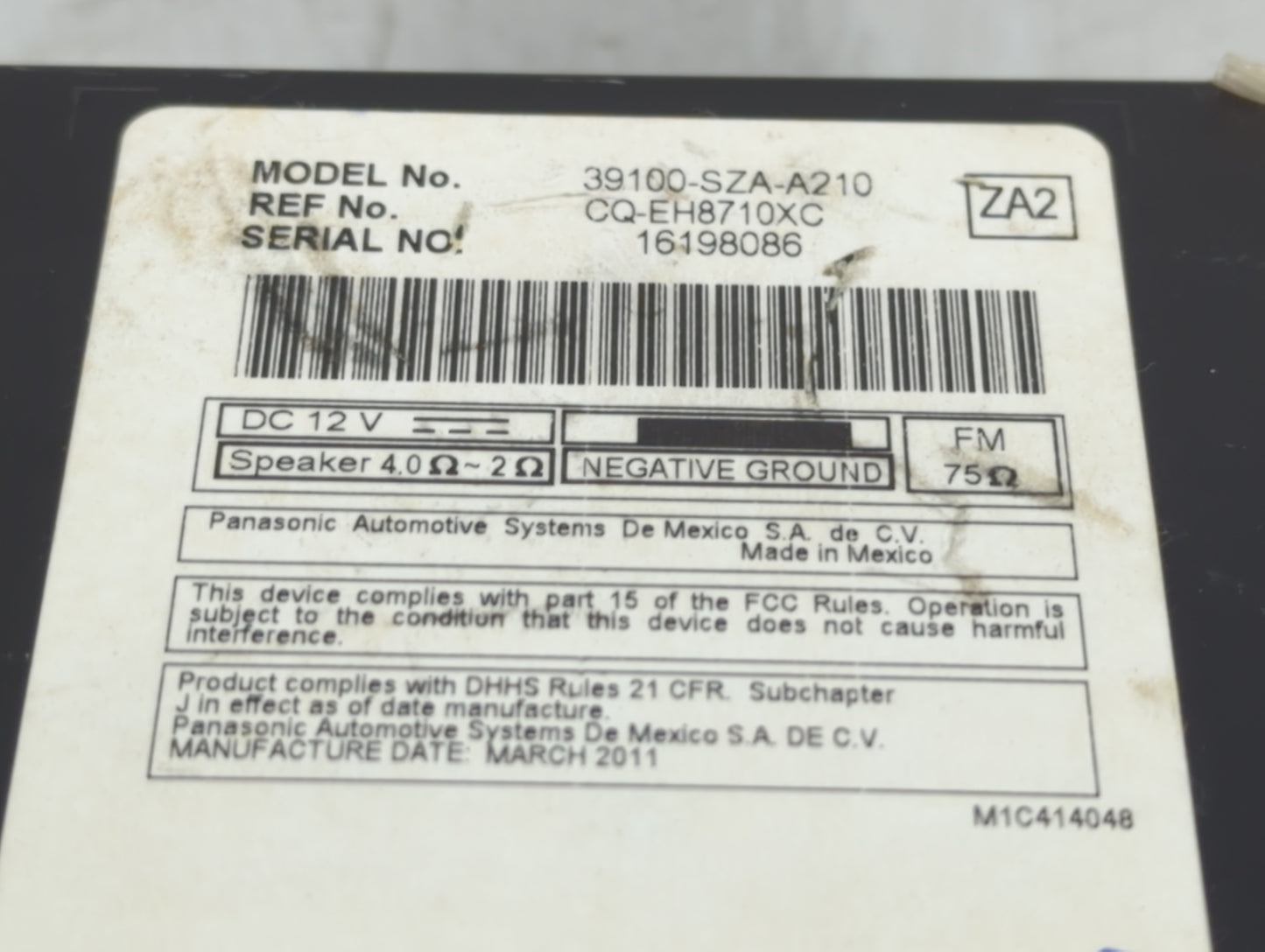 2009-2011 Honda Pilot Radio AM FM Cd Player Receiver Replacement P/N:39100-SZA-A210 Fits Fits 2009 2010 2011 OEM Used Auto P