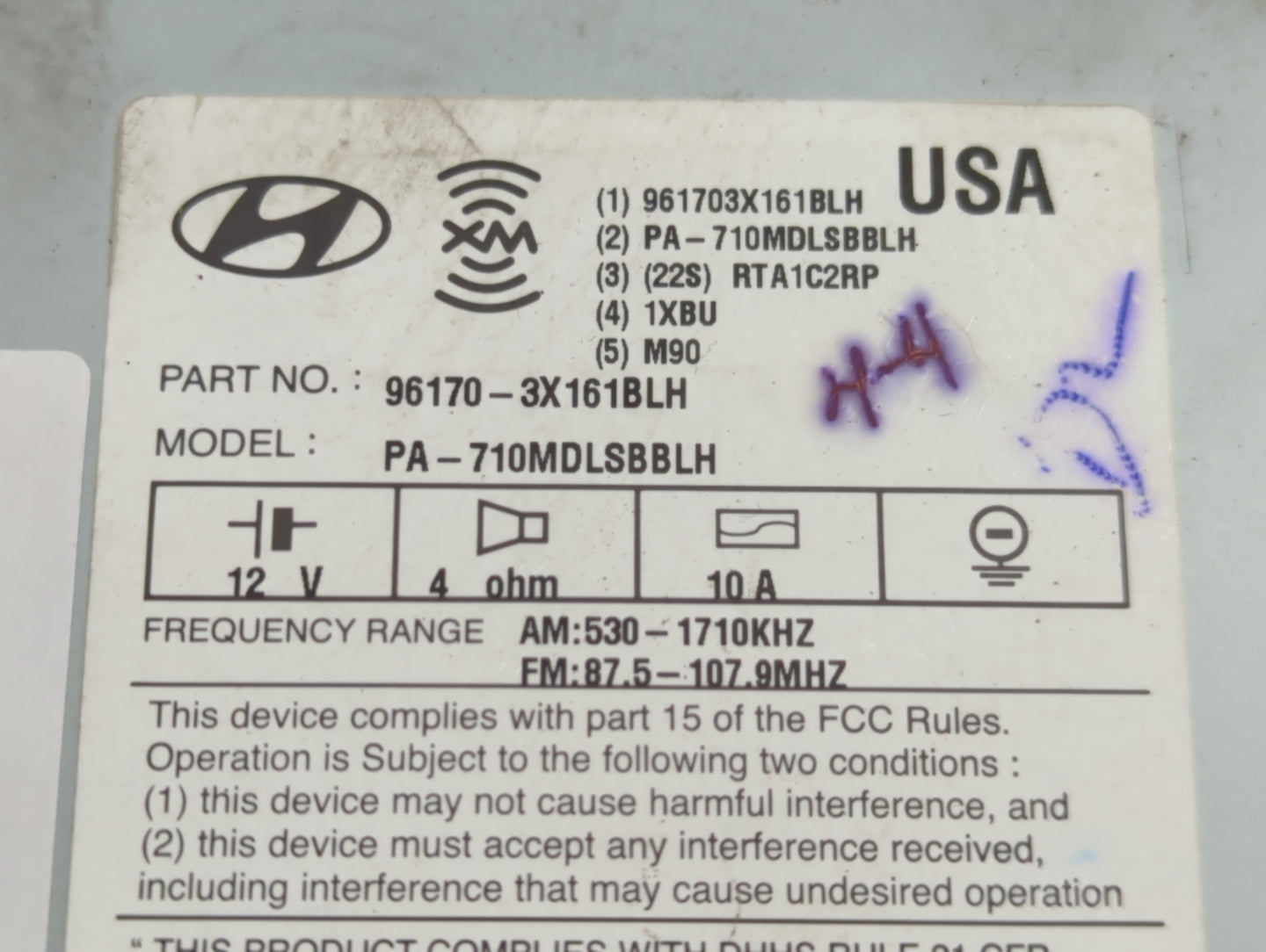 2011-2012 Hyundai Elantra Radio AM FM Cd Player Receiver Replacement P/N:96170-3X161BLH Fits Fits 2011 2012 OEM Used Auto Pa