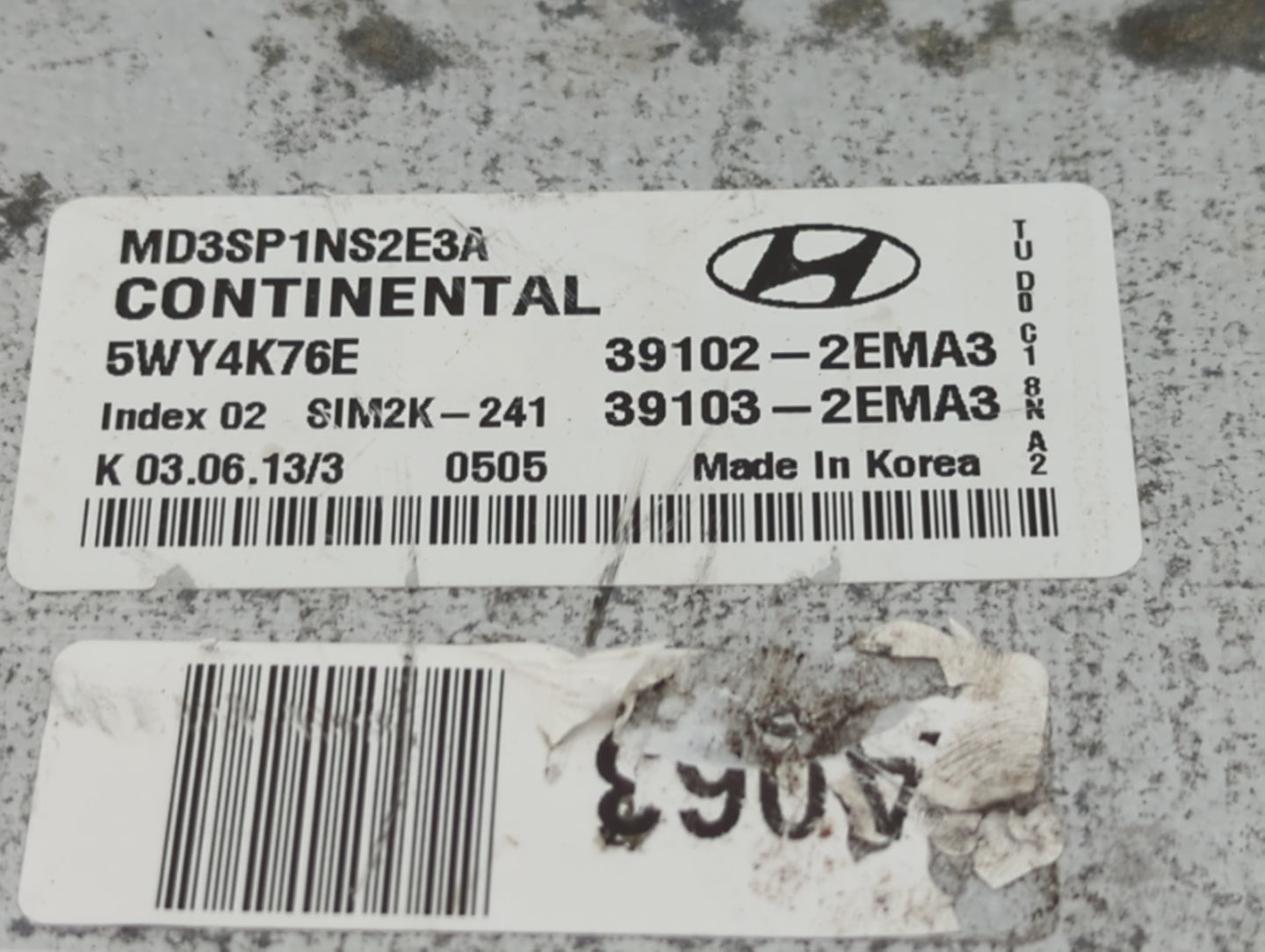 2011 Hyundai Elantra PCM Engine Control Computer ECU ECM PCU OEM P/N:39102-2EMA3 Fits OEM Used Auto Parts - Oemusedautoparts