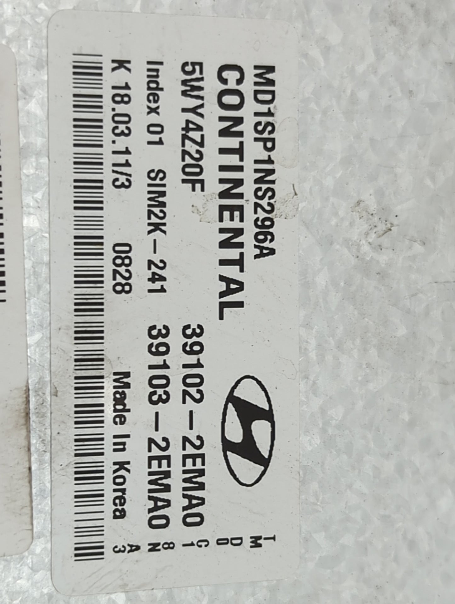 2011 Hyundai Elantra PCM Engine Control Computer ECU ECM PCU OEM P/N:MD1SP1NS296A 5WY4Z20F, 39102-2EMA0, 39103-2EMA0 Fits OE