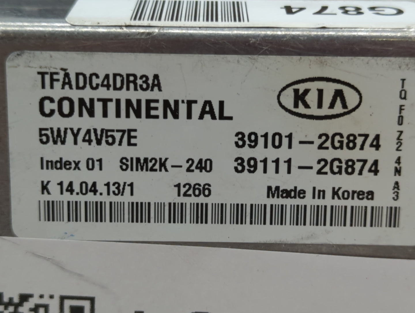 2011 Hyundai Elantra PCM Engine Control Computer ECU ECM PCU OEM P/N:39111-2G874 39101-2G874, 39102-2EMB0, 39103-2EMB0 Fits 