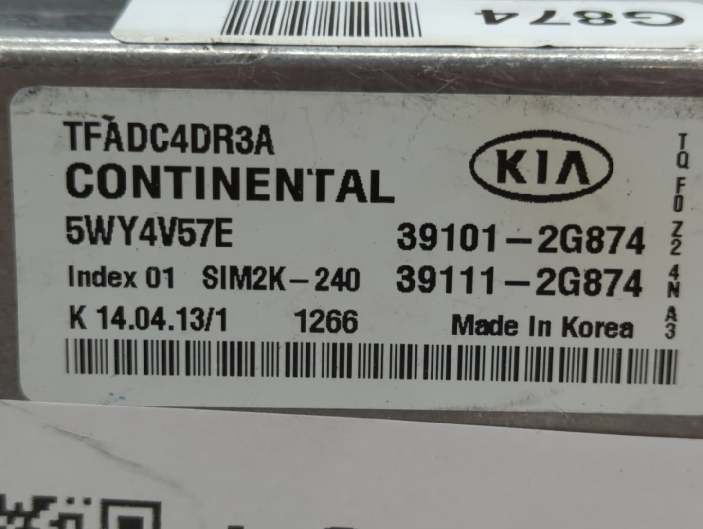 2011 Hyundai Elantra PCM Engine Control Computer ECU ECM PCU OEM P/N:39111-2G874 39101-2G874, 39102-2EMB0, 39103-2EMB0 Fits 