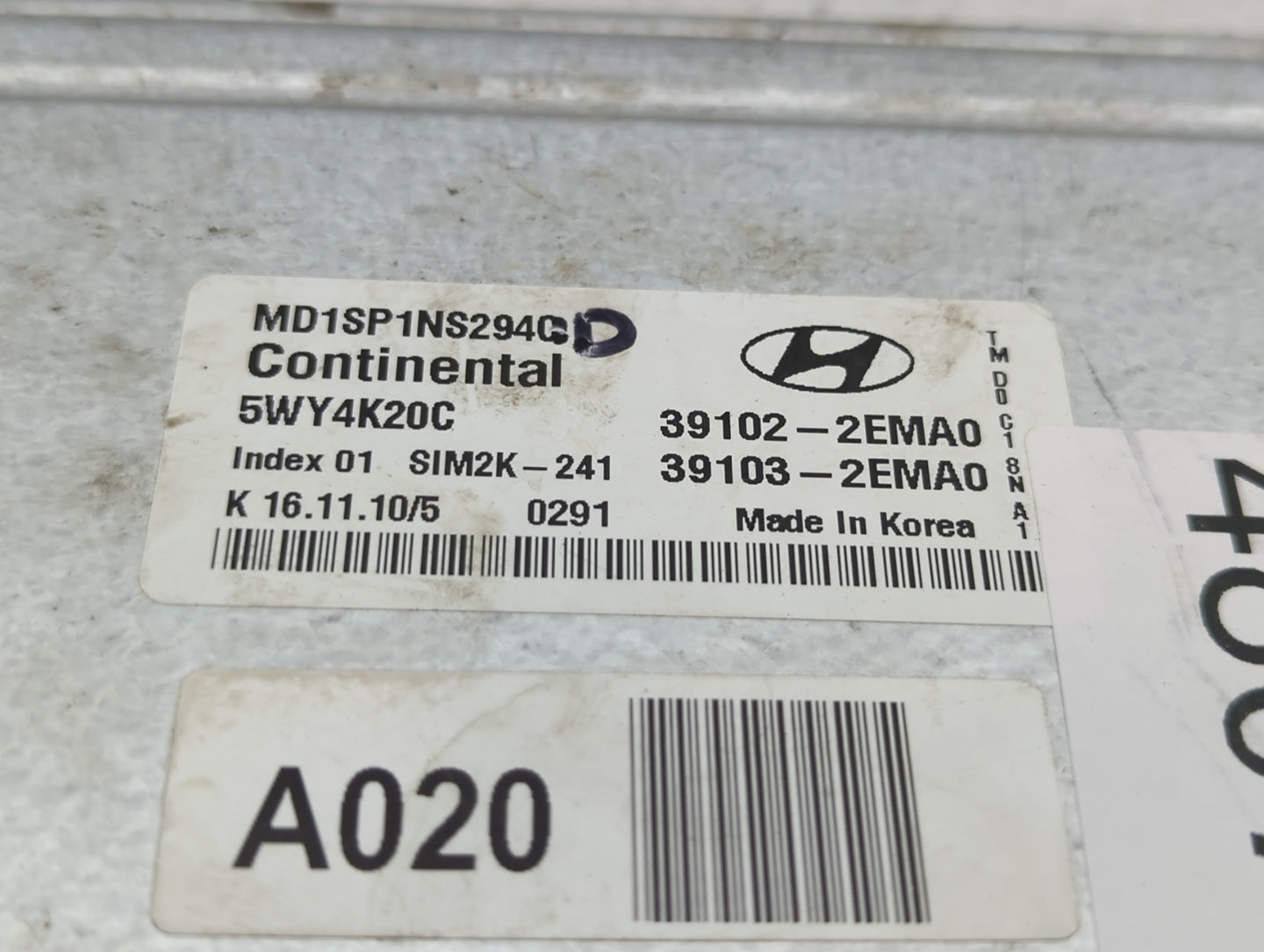 2011-2013 Hyundai Elantra PCM Engine Control Computer ECU ECM PCU OEM P/N:39102-2EMA0 39103-2EMN3 Fits Fits 2011 2012 2013 O
