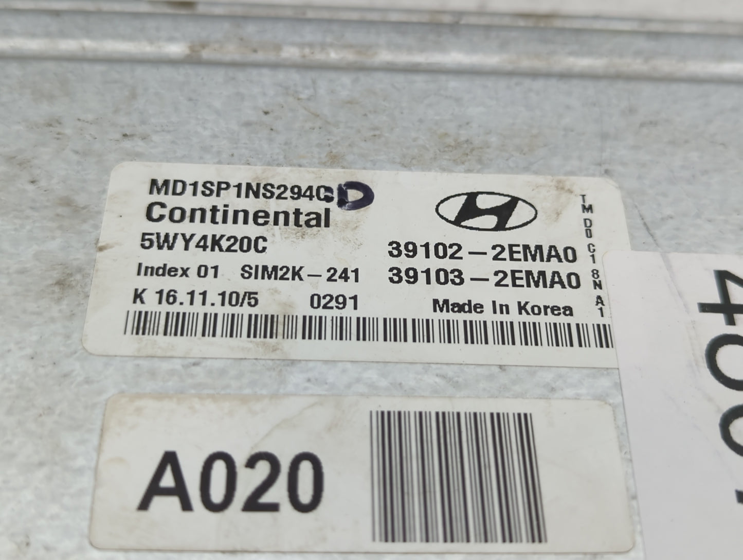2011-2013 Hyundai Elantra PCM Engine Control Computer ECU ECM PCU OEM P/N:39102-2EMA0 39103-2EMN3 Fits Fits 2011 2012 2013 O