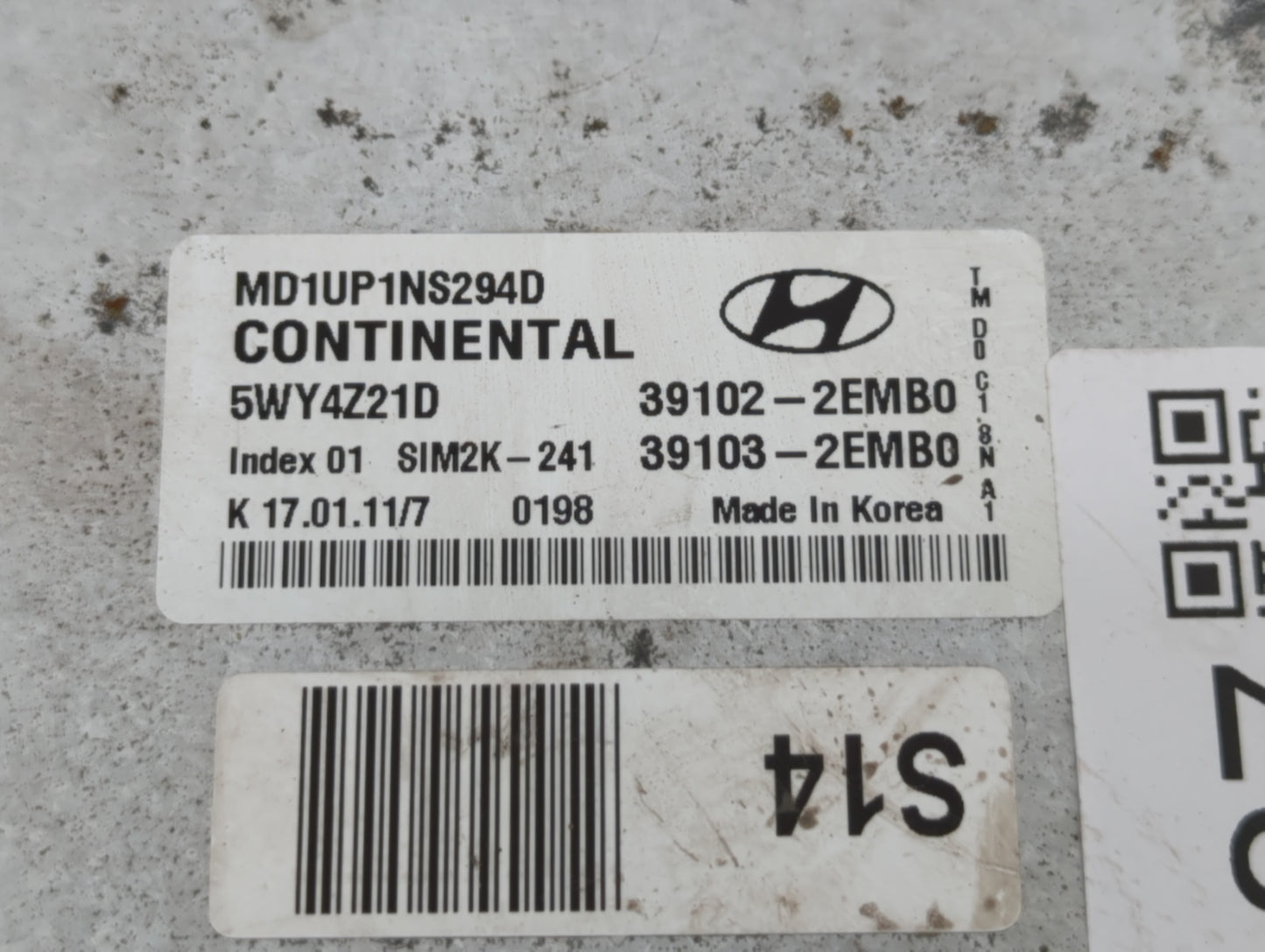 2011 Hyundai Elantra PCM Engine Control Computer ECU ECM PCU OEM P/N:39103-2EMB0 39102-2EMB0, 39111-2G874, 39101-2G874 Fits 