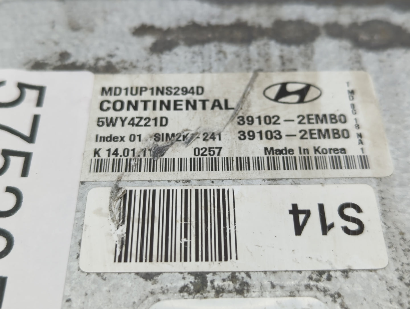 2011 Hyundai Elantra PCM Engine Control Computer ECU ECM PCU OEM P/N:39103-2EMB0 39102-2EMB0, 39111-2G874, 39101-2G874 Fits 