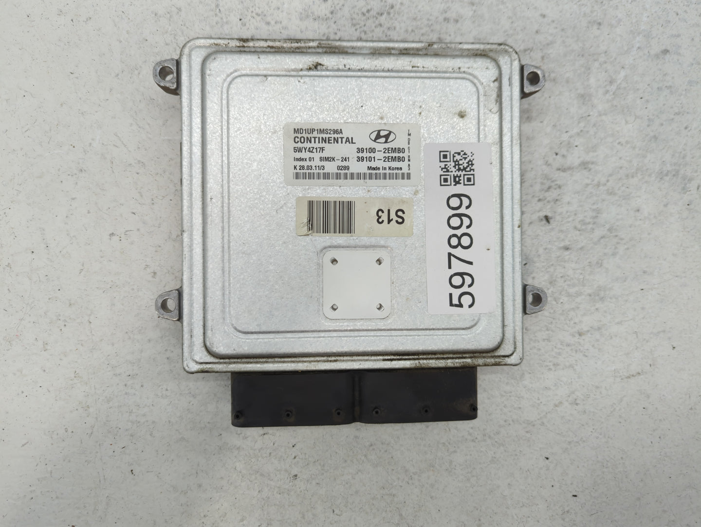 2011 Hyundai Elantra PCM Engine Control Computer ECU ECM PCU OEM P/N:39100-2EMB0 39101-2EMB0 Fits OEM Used Auto Parts - Oemu
