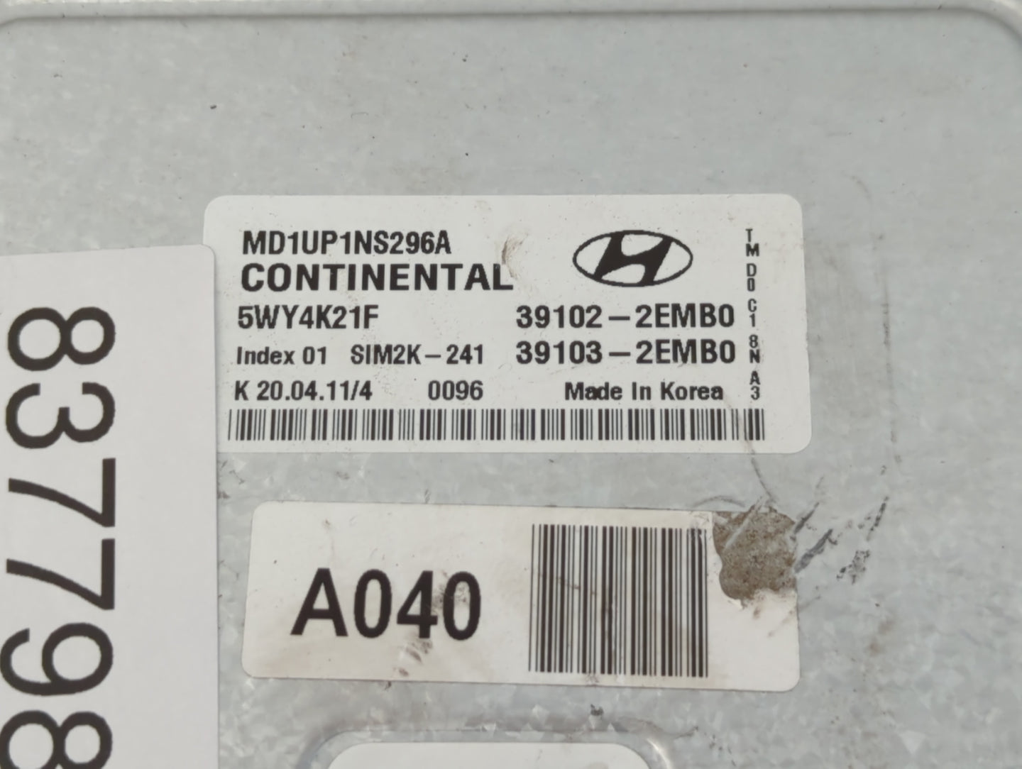 2011-2013 Hyundai Elantra PCM Engine Control Computer ECU ECM PCU OEM P/N:39103-2EMB0 39102-2EMB0 Fits Fits 2011 2012 2013 O