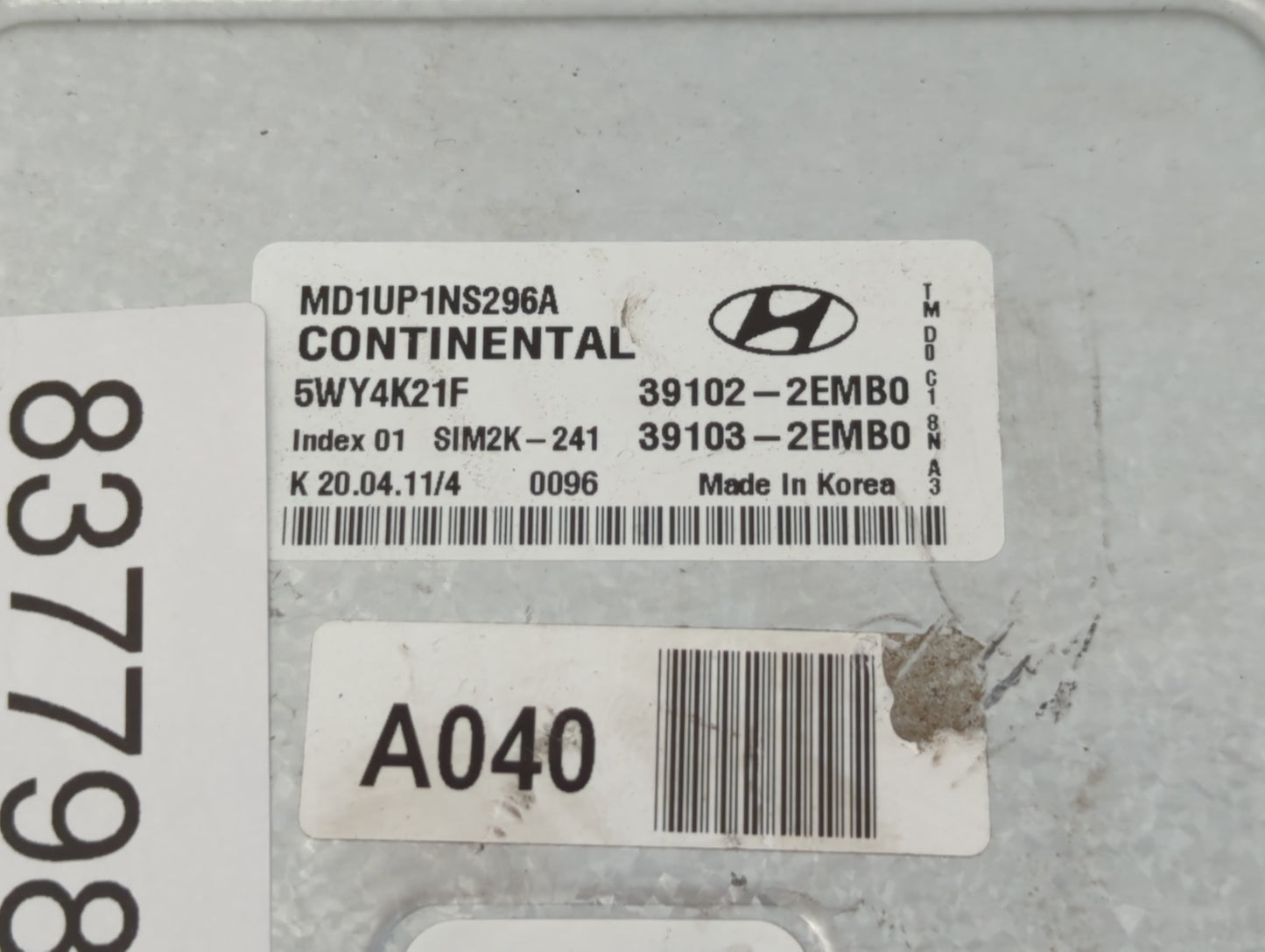 2011-2013 Hyundai Elantra PCM Engine Control Computer ECU ECM PCU OEM P/N:39103-2EMB0 39102-2EMB0 Fits Fits 2011 2012 2013 O