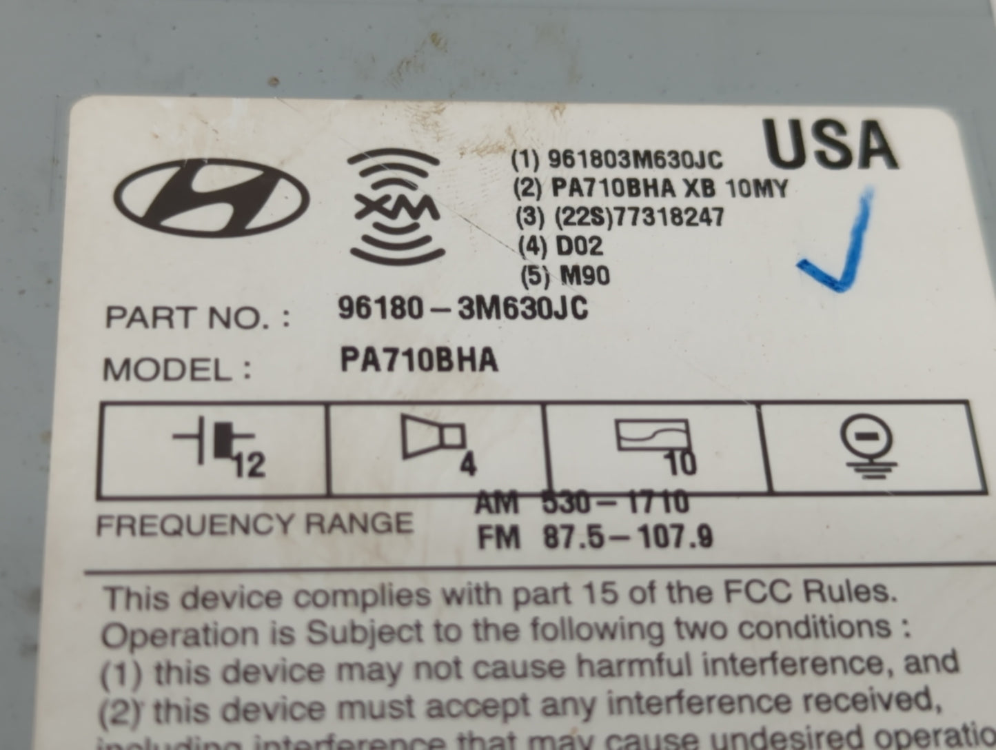 2011-2012 Hyundai Genesis Am Fm Cd Player Radio Receiver - Oemusedautoparts1.com