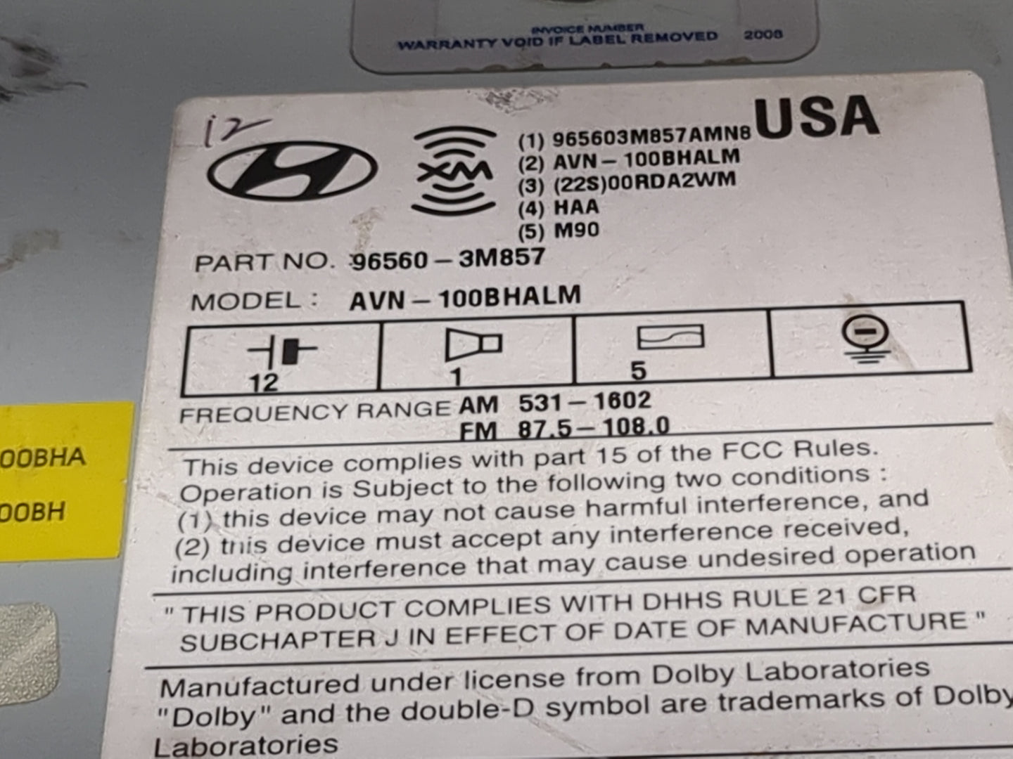 2011-2014 Hyundai Genesis Radio AM FM Cd Player Receiver Replacement P/N:965603M857 AVN-100BHALM Fits Fits 2011 2012 2013 20