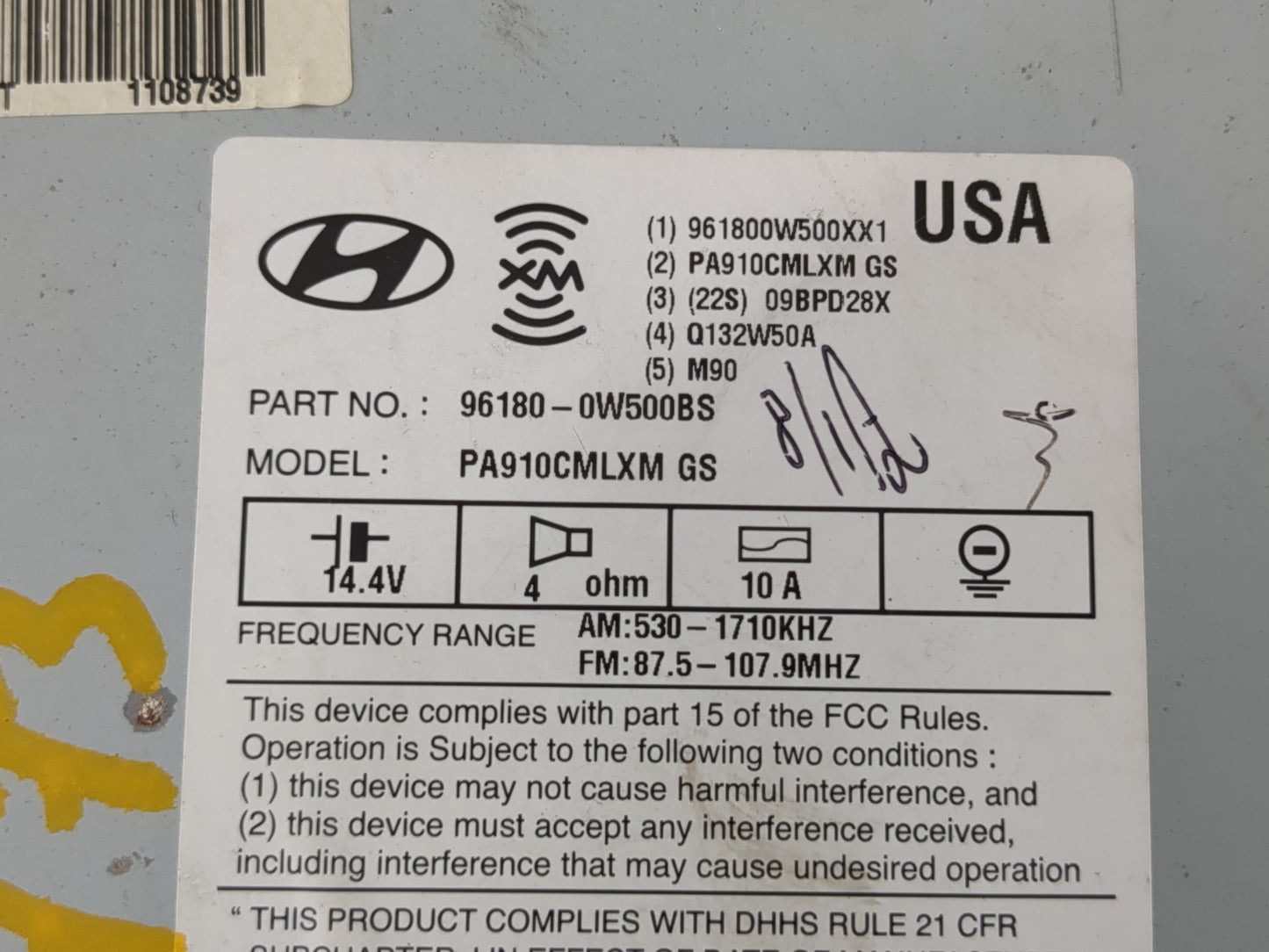 2010-2012 Hyundai Santa Fe Radio AM FM Cd Player Receiver Replacement P/N:96180-0W500BS 96180-0W500CA Fits Fits 2010 2011 20