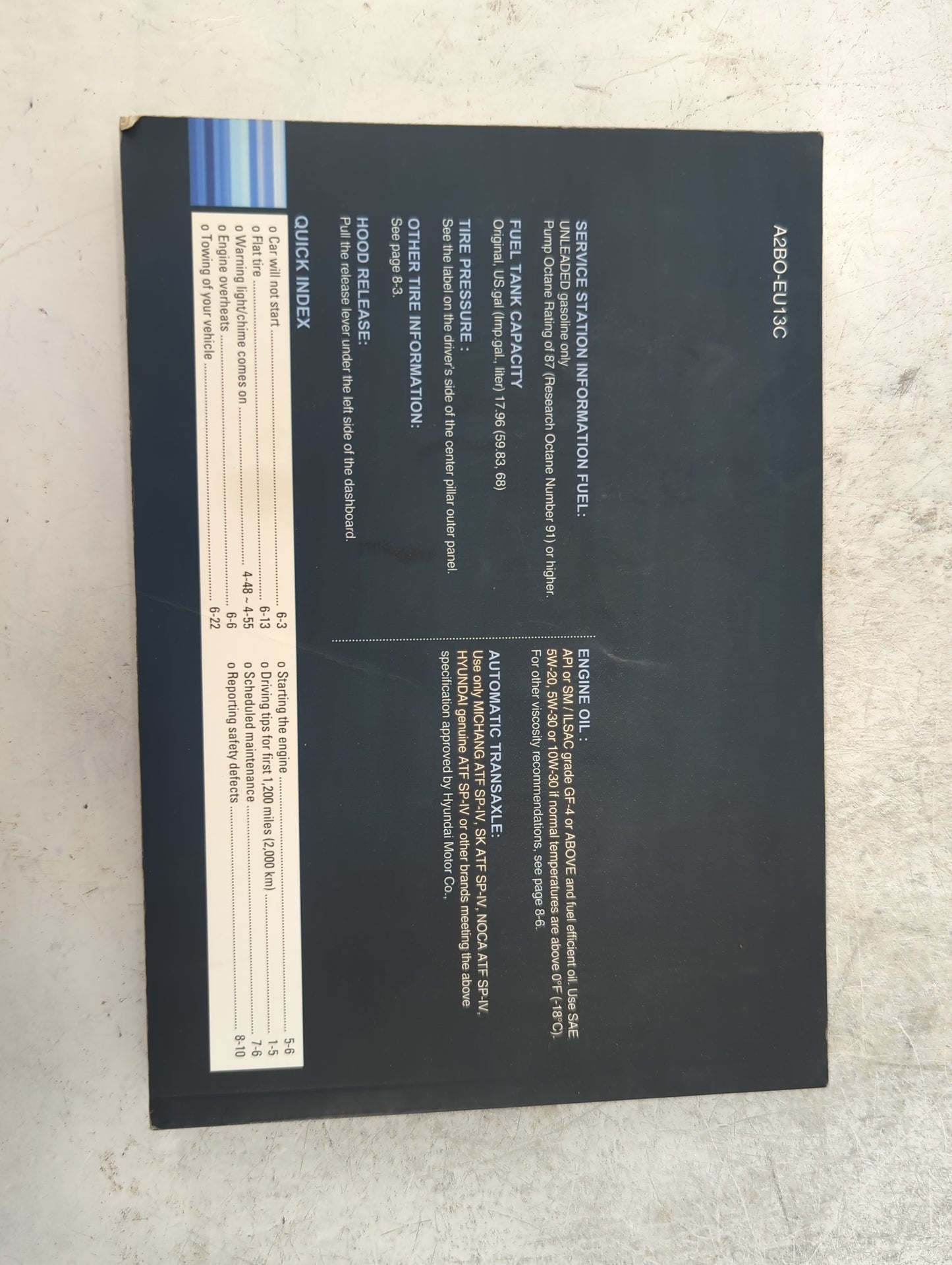 2011 Hyundai Santa Fe Owners Manual Book Guide P/N:A2BO-EU13C A2DH-EU9DA OEM Used Auto Parts - Oemusedautoparts1.com