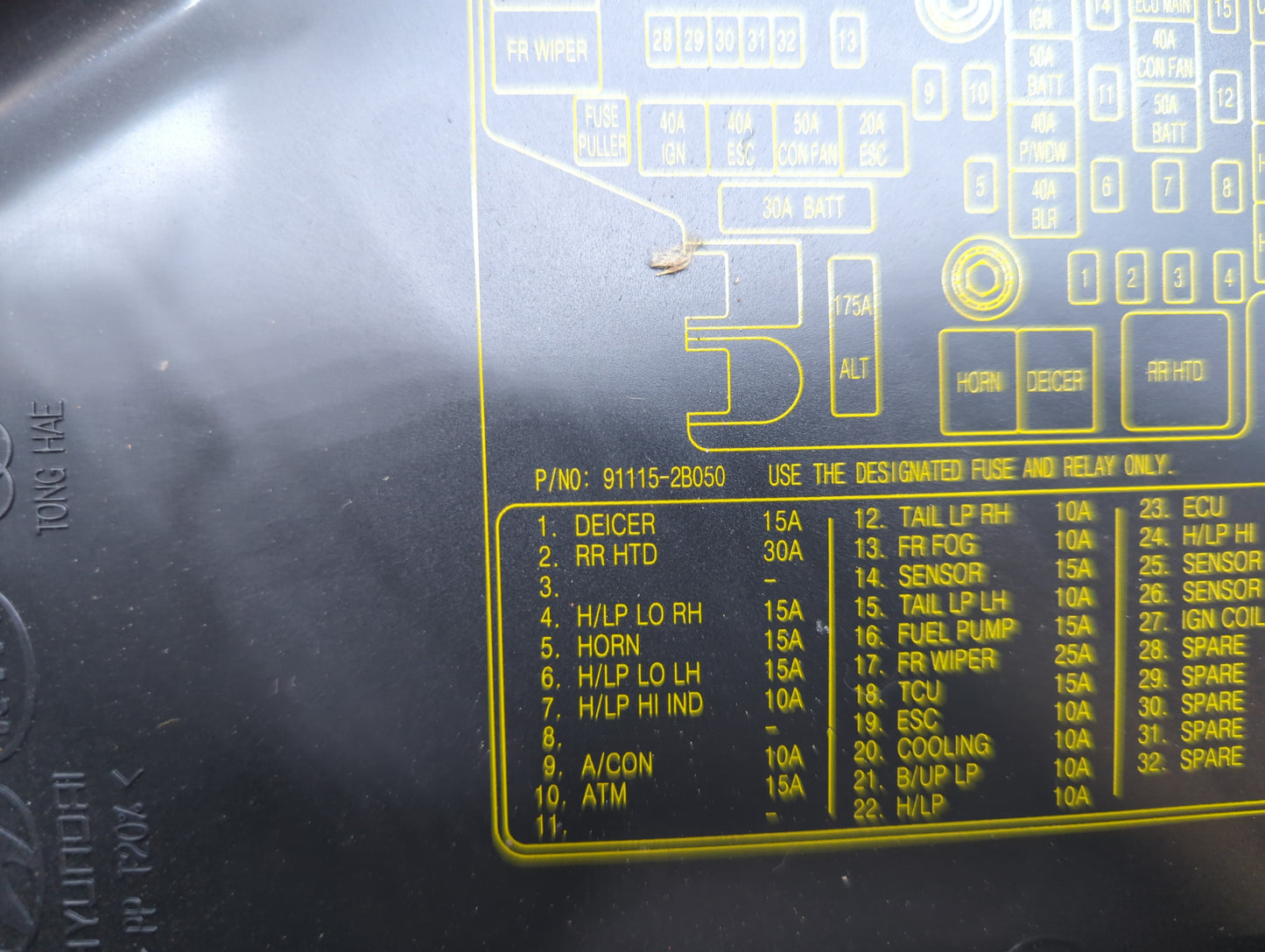 2010-2012 Hyundai Santa Fe Fusebox Fuse Box Panel Relay Module P/N:91115-2B050 91950-2B710 Fits Fits 2010 2011 2012 OEM Used
