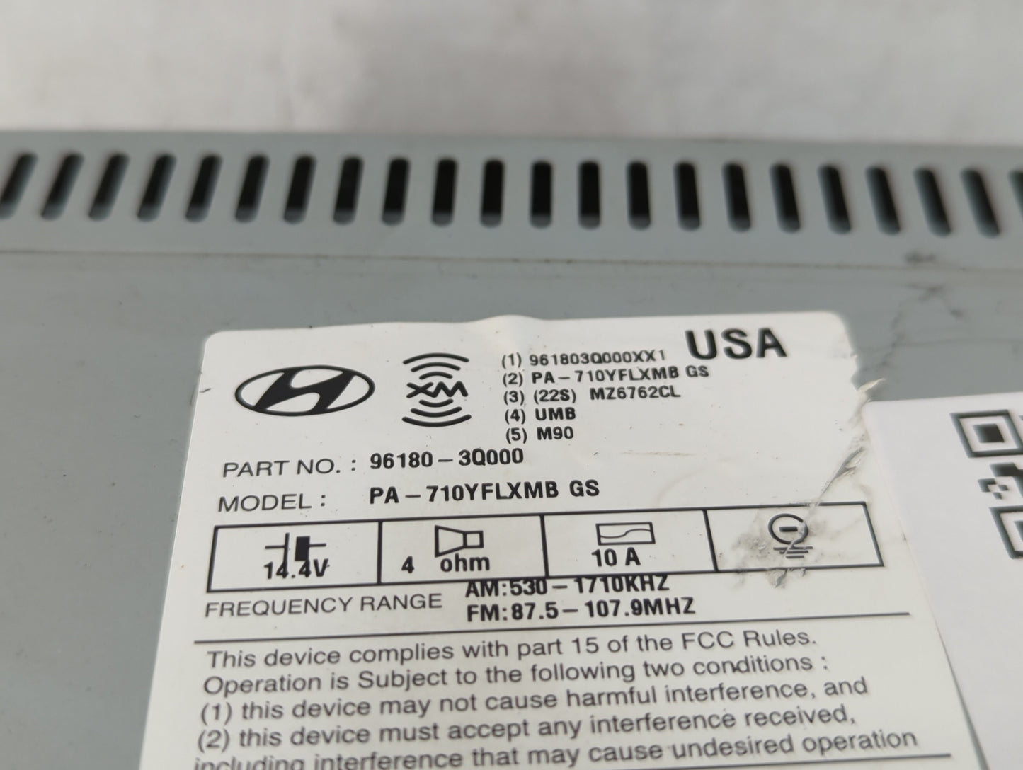 2011 Hyundai Sonata Radio AM FM Cd Player Receiver Replacement P/N:96180-3Q000 Fits OEM Used Auto Parts - Oemusedautoparts1.