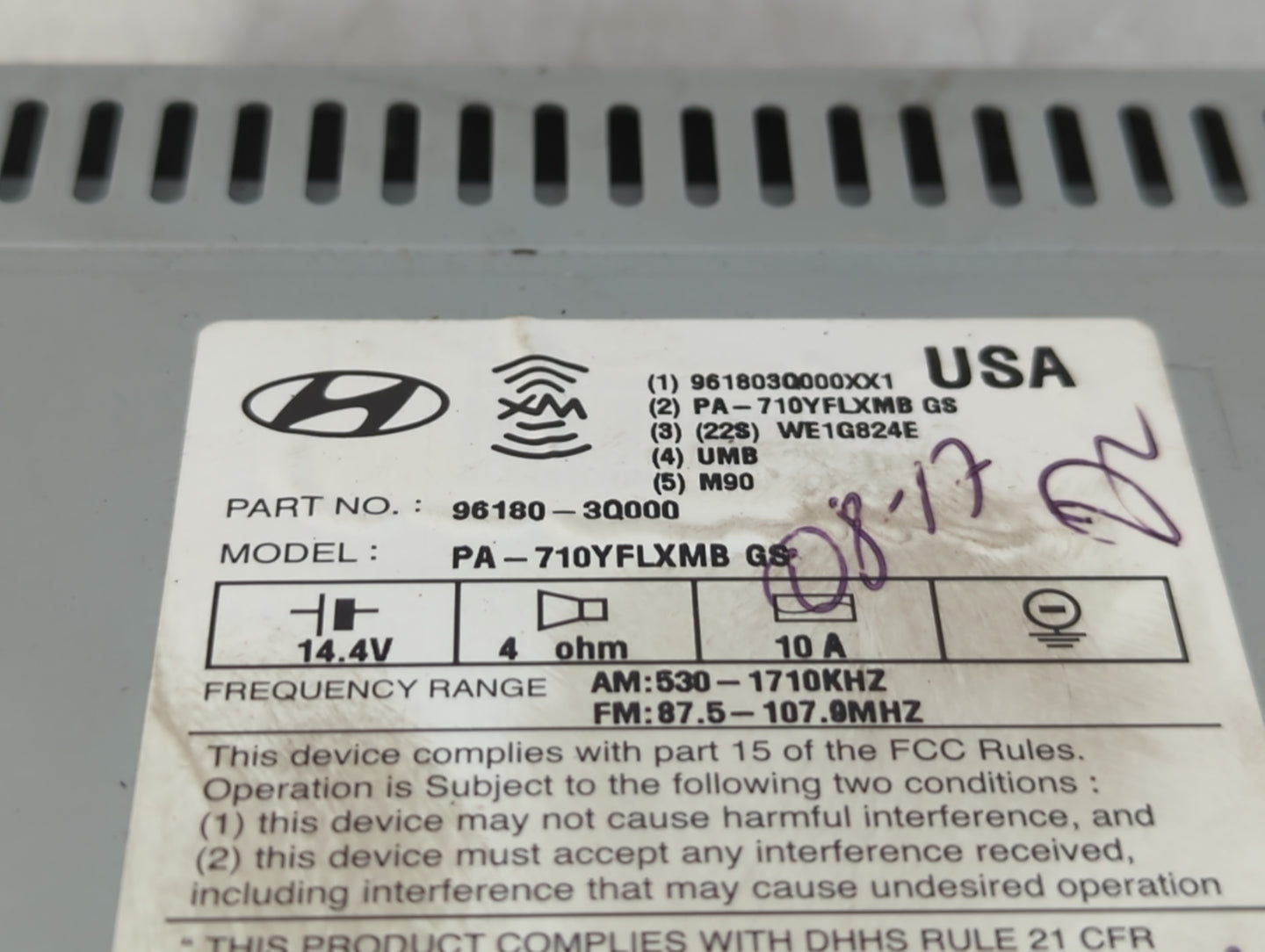 2011 Hyundai Sonata Radio AM FM Cd Player Receiver Replacement P/N:96180-3Q000 Fits OEM Used Auto Parts - Oemusedautoparts1.