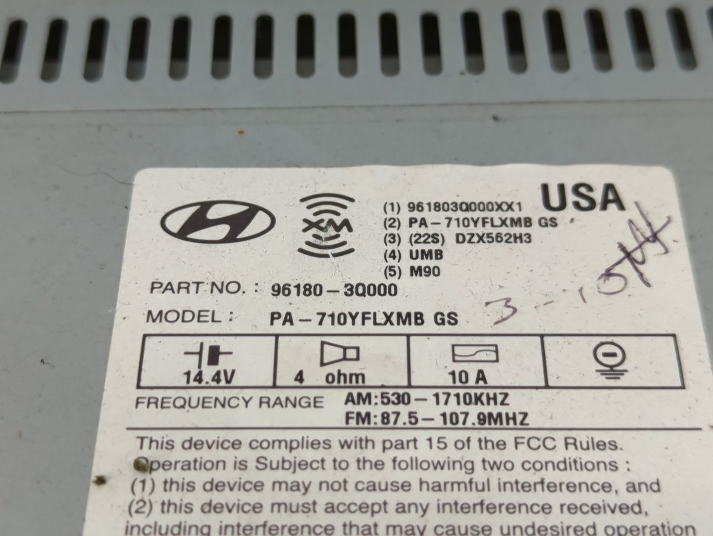 2011 Hyundai Sonata Radio AM FM Cd Player Receiver Replacement P/N:96180-3Q000 Fits OEM Used Auto Parts - Oemusedautoparts1.