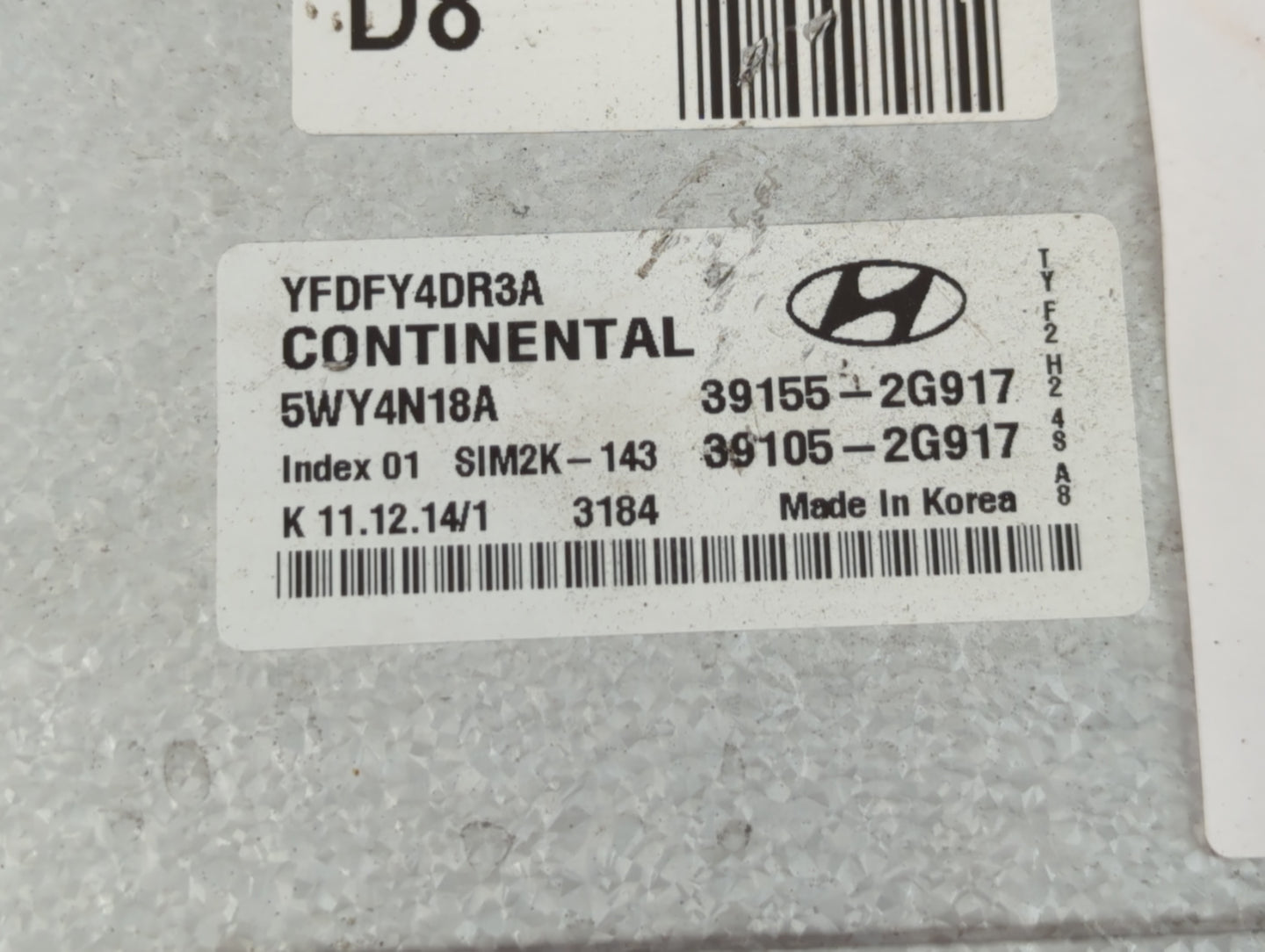 2011-2012 Hyundai Sonata PCM Engine Control Computer ECU ECM PCU OEM P/N:39105-2G917 39155-2G917 Fits Fits 2011 2012 OEM Use