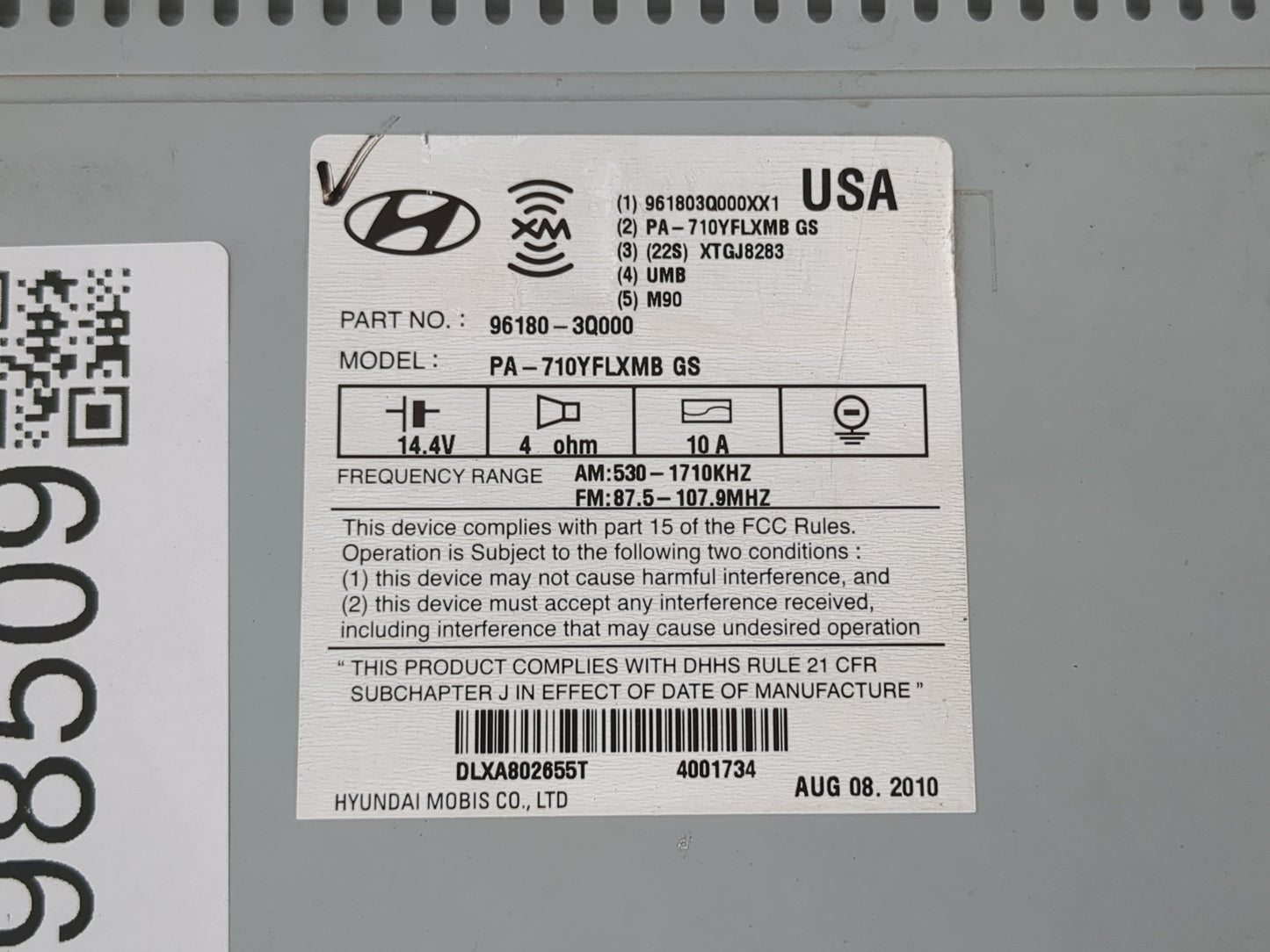 2011 Hyundai Sonata Radio AM FM Cd Player Receiver Replacement P/N:96180-3Q000 Fits OEM Used Auto Parts - Oemusedautoparts1.