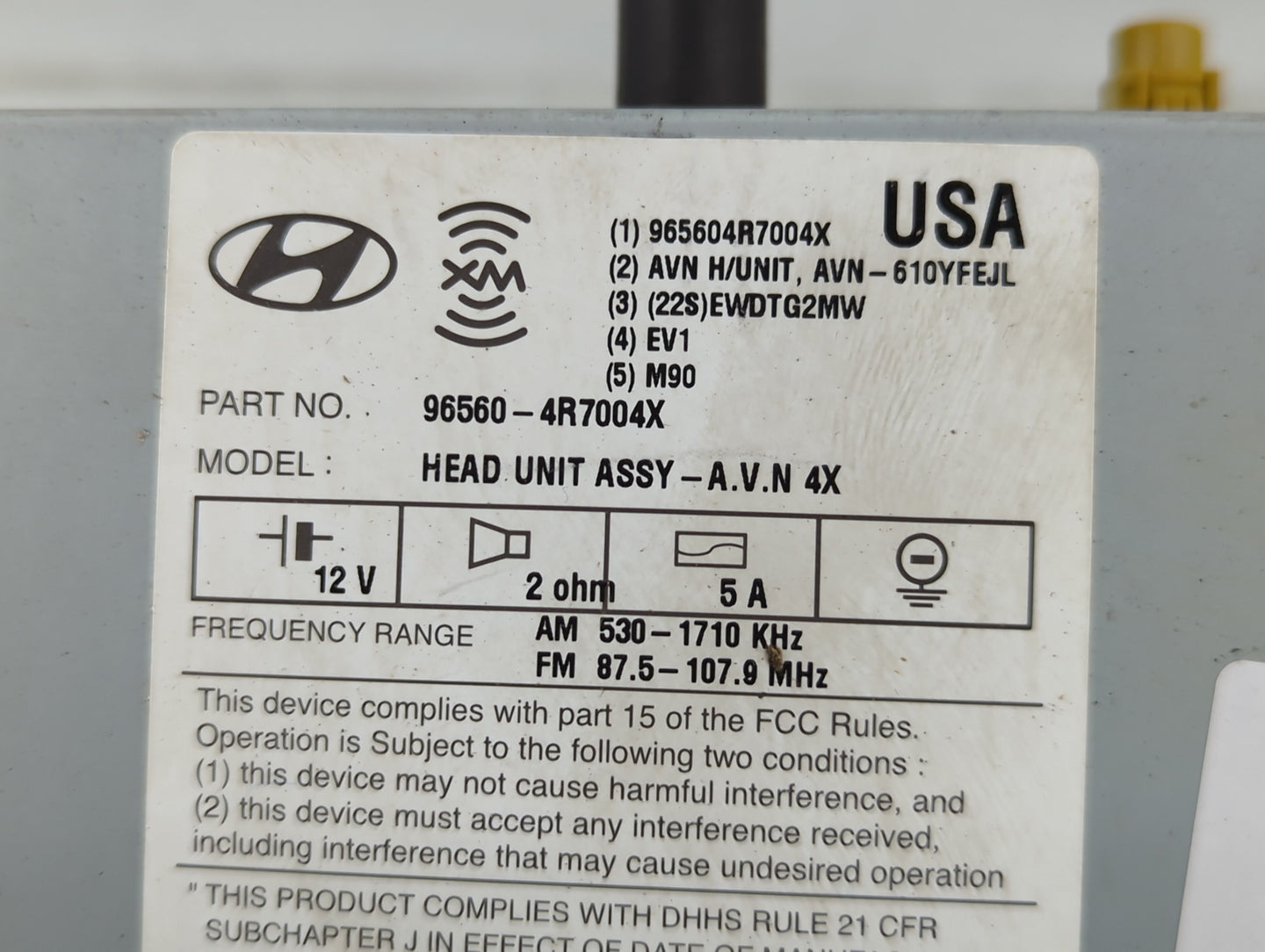 2011-2012 Hyundai Sonata Radio AM FM Cd Player Receiver Replacement P/N:96560-4R7004X Fits Fits 2011 2012 OEM Used Auto Part