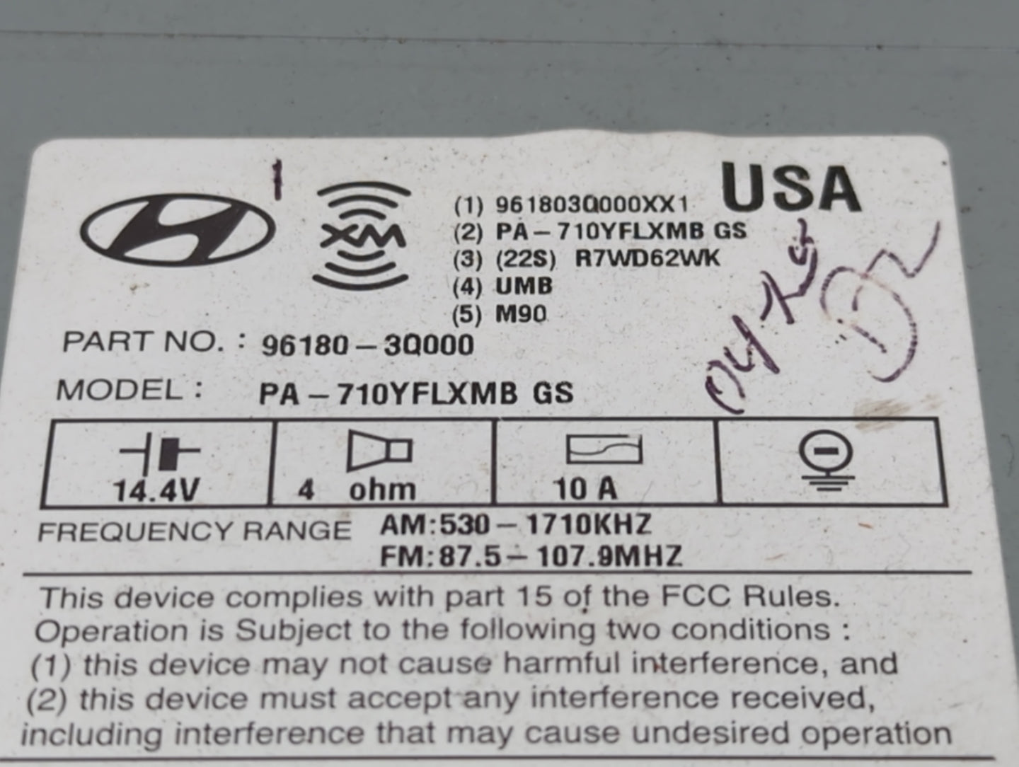 2011 Hyundai Sonata Radio AM FM Cd Player Receiver Replacement P/N:96180-3Q000 Fits OEM Used Auto Parts - Oemusedautoparts1.