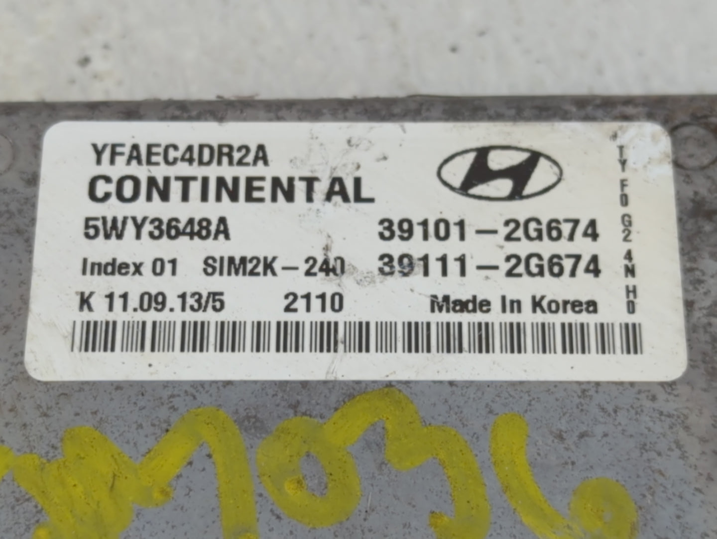 2011 Hyundai Sonata PCM Engine Control Computer ECU ECM PCU OEM P/N:39111-2G674 39101-2G674 Fits OEM Used Auto Parts - Oemus