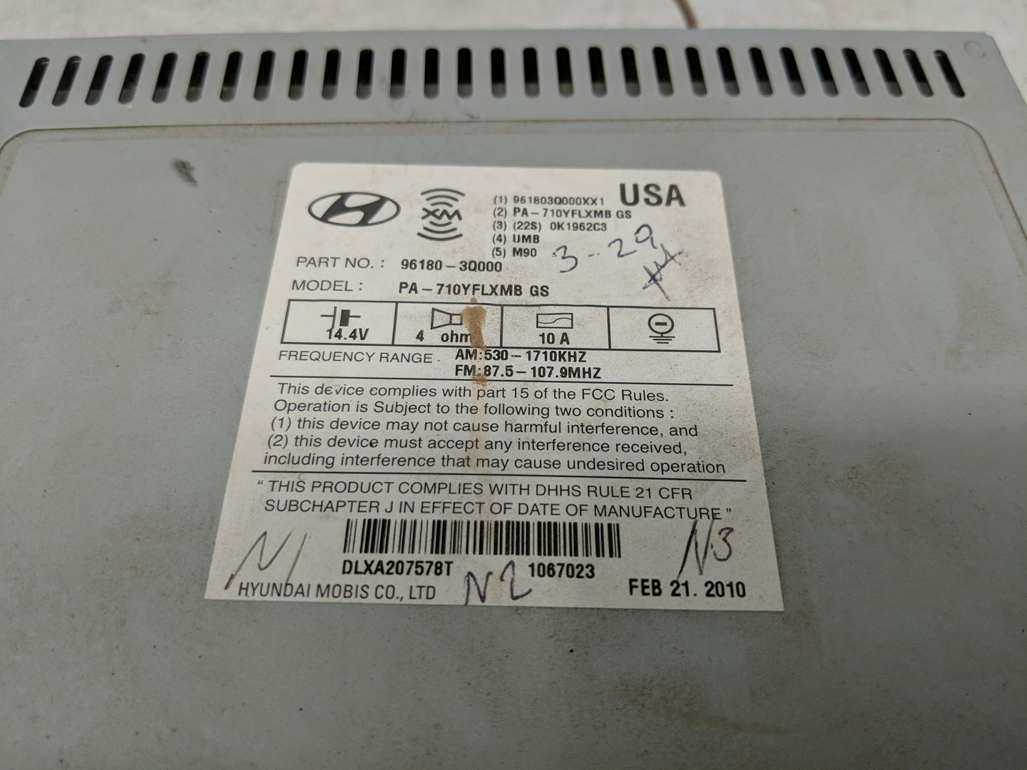 2011 Hyundai Sonata Radio AM FM Cd Player Receiver Replacement P/N:96180-3Q000 Fits OEM Used Auto Parts - Oemusedautoparts1.