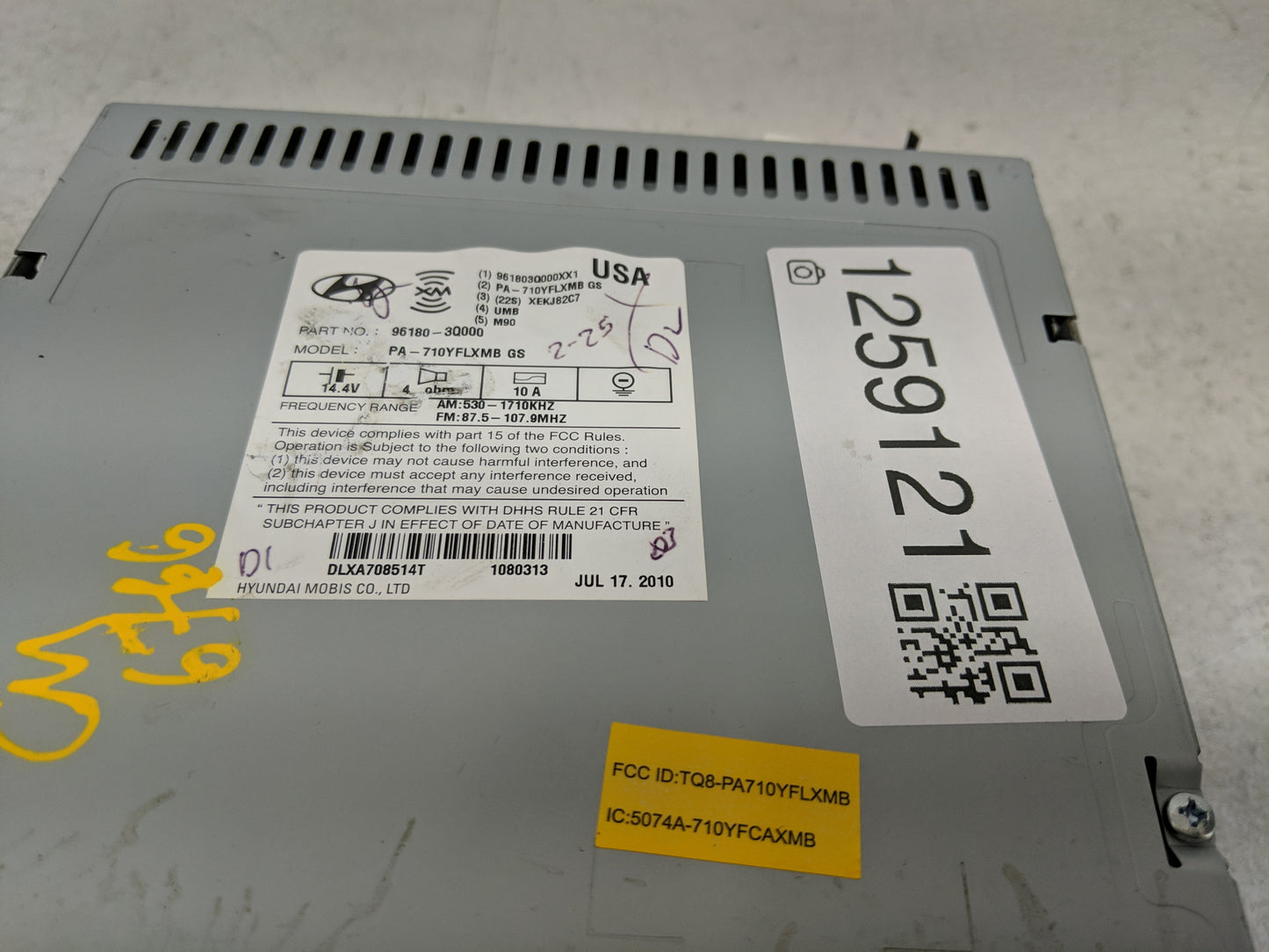2011 Hyundai Sonata Radio AM FM Cd Player Receiver Replacement P/N:96180-3Q000 Fits OEM Used Auto Parts - Oemusedautoparts1.