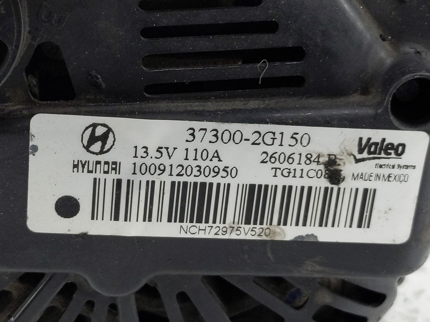 2011-2013 Hyundai Sonata Alternator Replacement Generator Charging Assembly Engine OEM P/N:2606184 B 37300-2G150 Fits OEM Us