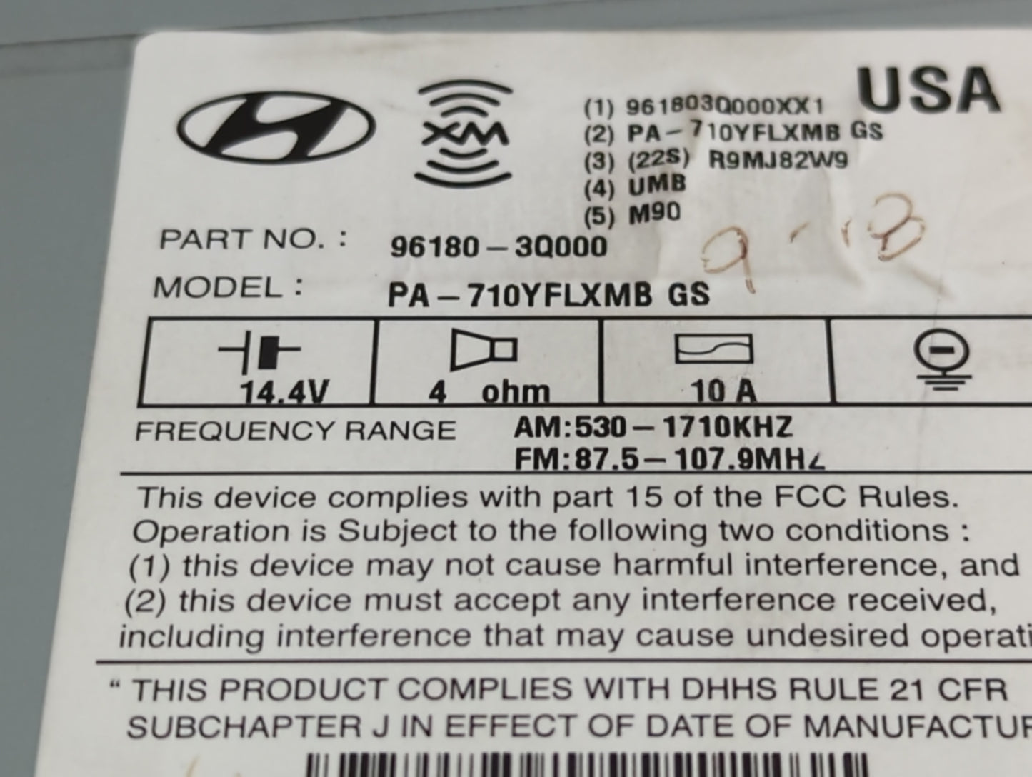 2011 Hyundai Sonata Radio AM FM Cd Player Receiver Replacement Fits OEM Used Auto Parts - Oemusedautoparts1.com