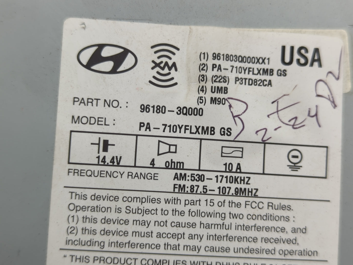 2011 Hyundai Sonata Radio AM FM Cd Player Receiver Replacement P/N:96180-3Q000 Fits OEM Used Auto Parts - Oemusedautoparts1.