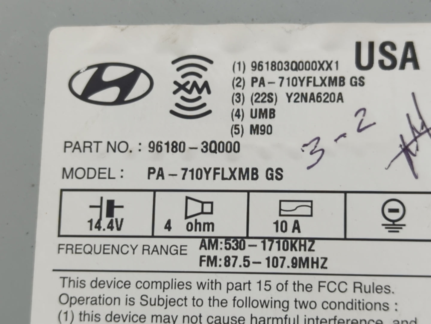 2011-2015 Hyundai Sonata Radio AM FM Cd Player Receiver Replacement P/N:96180-3Q000 Fits Fits 2011 2012 2013 2014 2015 OEM U