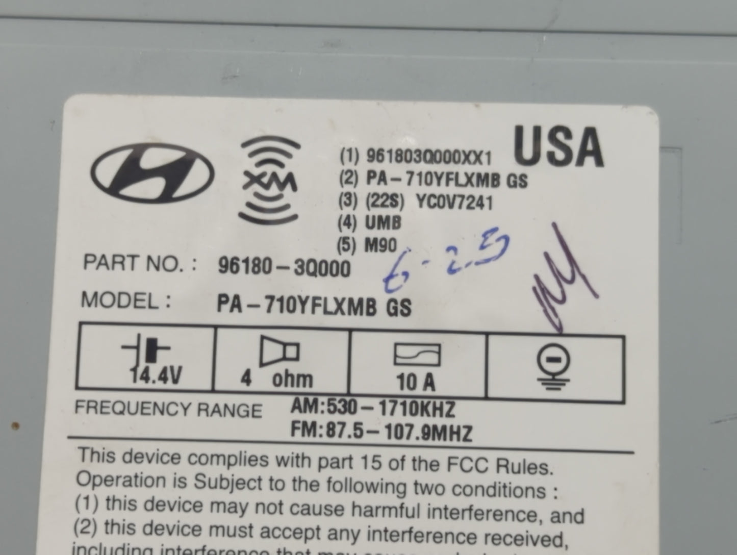 2011 Hyundai Sonata Radio AM FM Cd Player Receiver Replacement P/N:96180-3Q000 Fits OEM Used Auto Parts - Oemusedautoparts1.