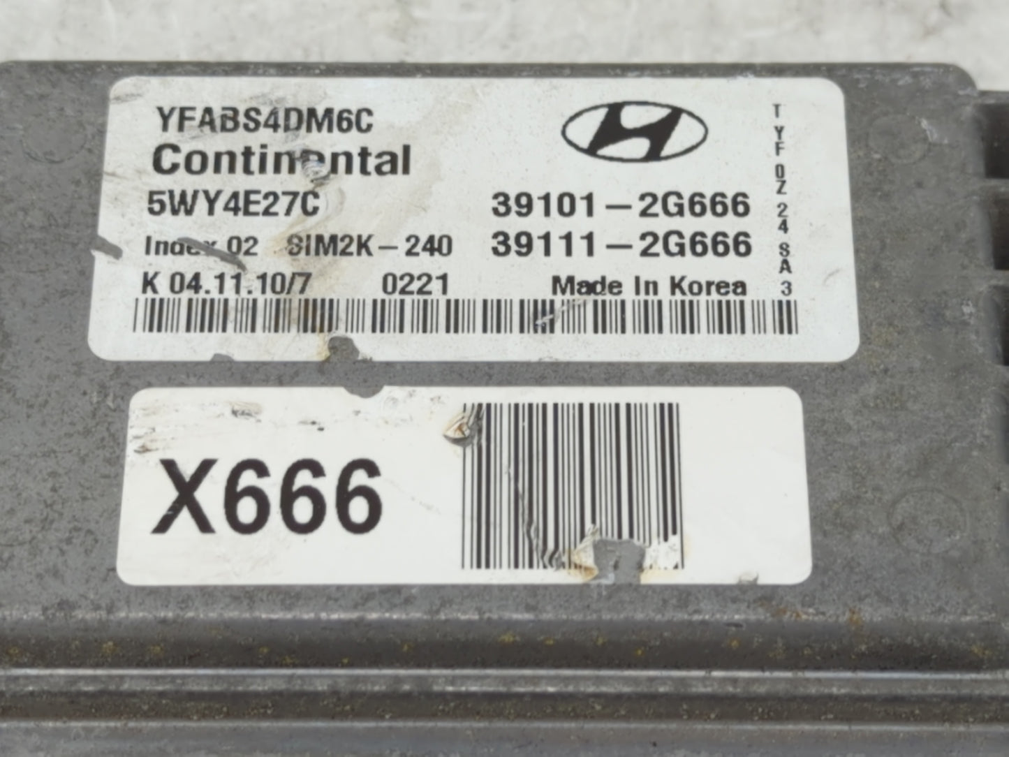 2011 Hyundai Sonata PCM Engine Control Computer ECU ECM PCU OEM P/N:5WY4E27C 39111-2G666, 39101-2G666 Fits OEM Used Auto Par