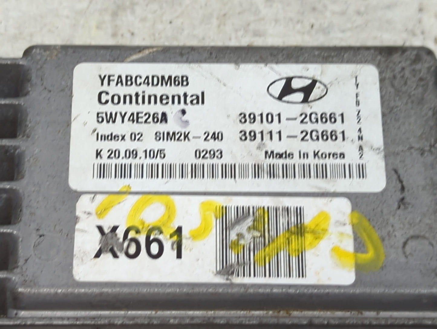 2011 Hyundai Sonata PCM Engine Control Computer ECU ECM PCU OEM P/N:39101-2G661 39111-2G661, 5WY4E26A, YFABC4DM6B, SIM2K-240