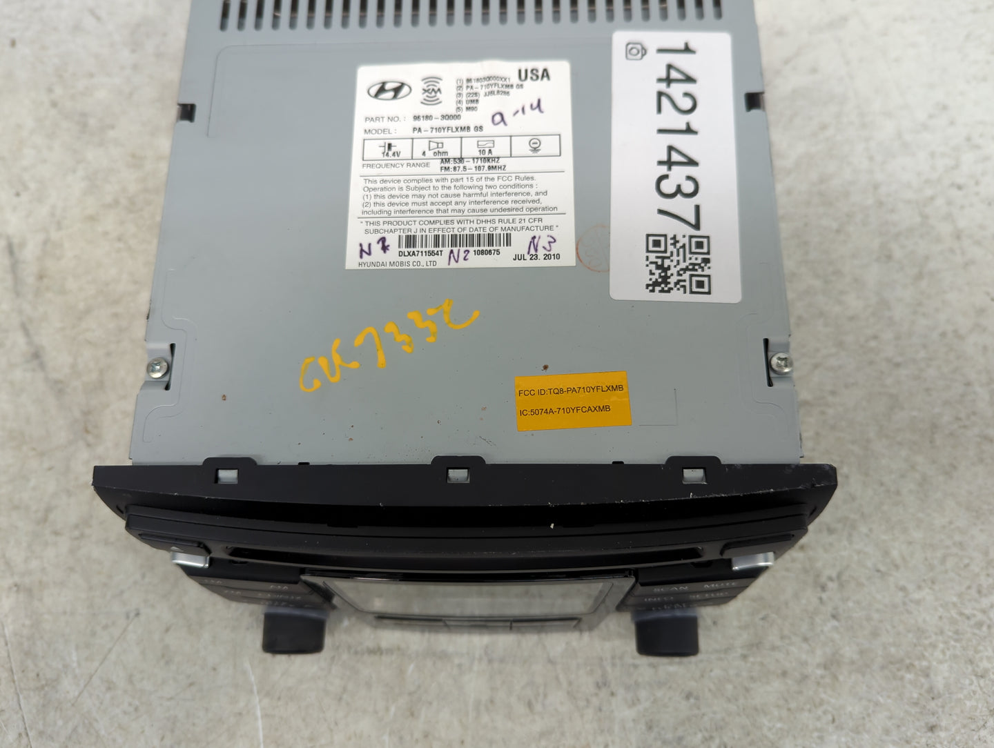 2011 Hyundai Sonata Radio AM FM Cd Player Receiver Replacement P/N:96180-30000 Fits OEM Used Auto Parts - Oemusedautoparts1.