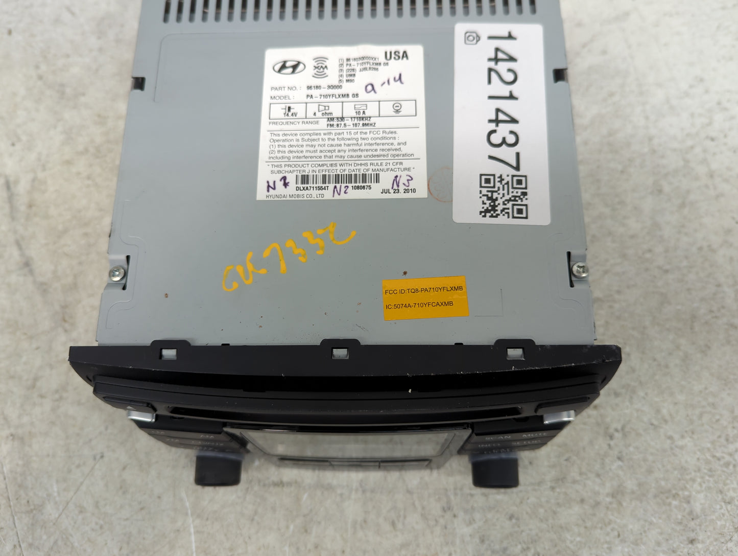 2011 Hyundai Sonata Radio AM FM Cd Player Receiver Replacement P/N:96180-30000 Fits OEM Used Auto Parts - Oemusedautoparts1.
