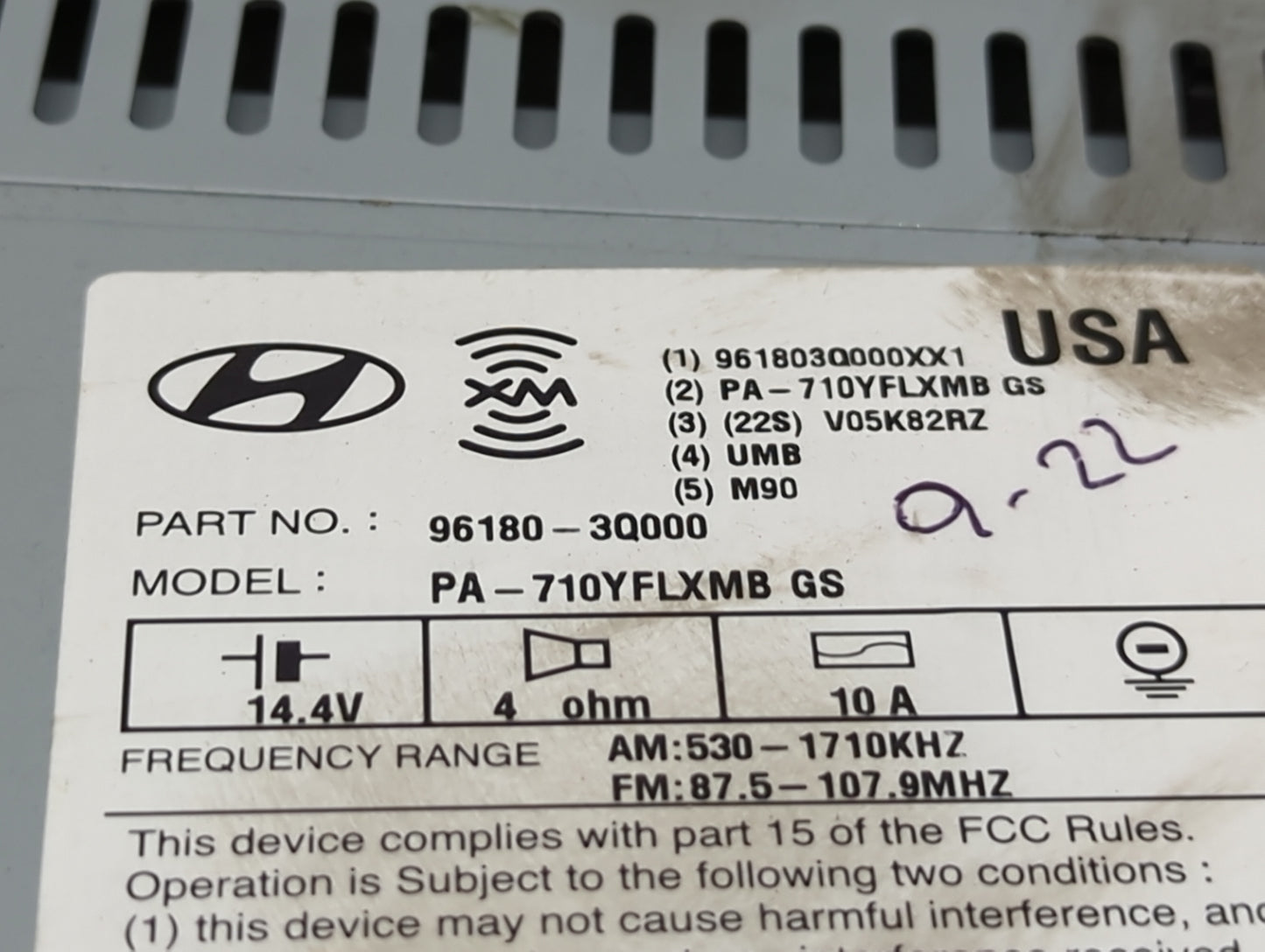 2011 Hyundai Sonata Radio AM FM Cd Player Receiver Replacement P/N:96180-3Q000 Fits OEM Used Auto Parts - Oemusedautoparts1.
