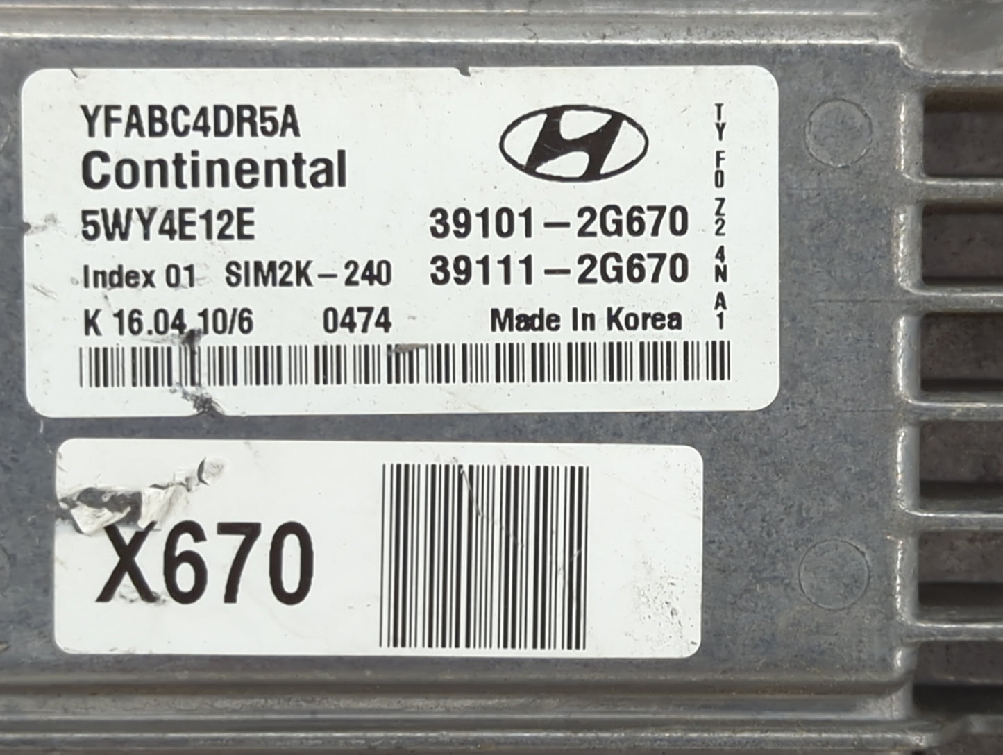 2011-2014 Hyundai Sonata PCM Engine Control Computer ECU ECM PCU OEM P/N:39101-2G670 39111-2G670 Fits Fits 2011 2012 2013 20