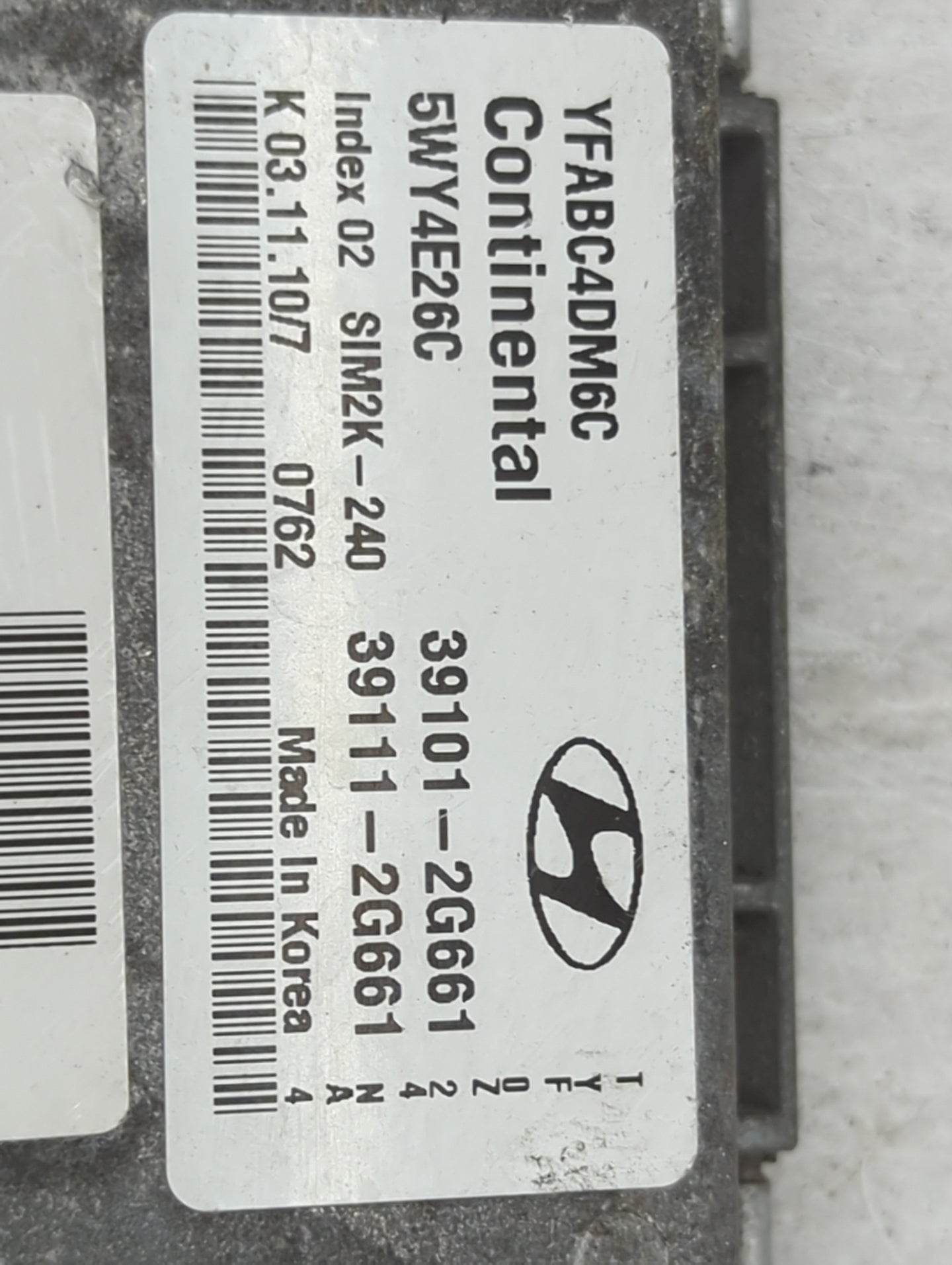 2011 Hyundai Sonata PCM Engine Control Computer ECU ECM PCU OEM P/N:39101-2G661 39111-2G661, 5WY4E26C, YFABC4DM6C, SIM2K-240