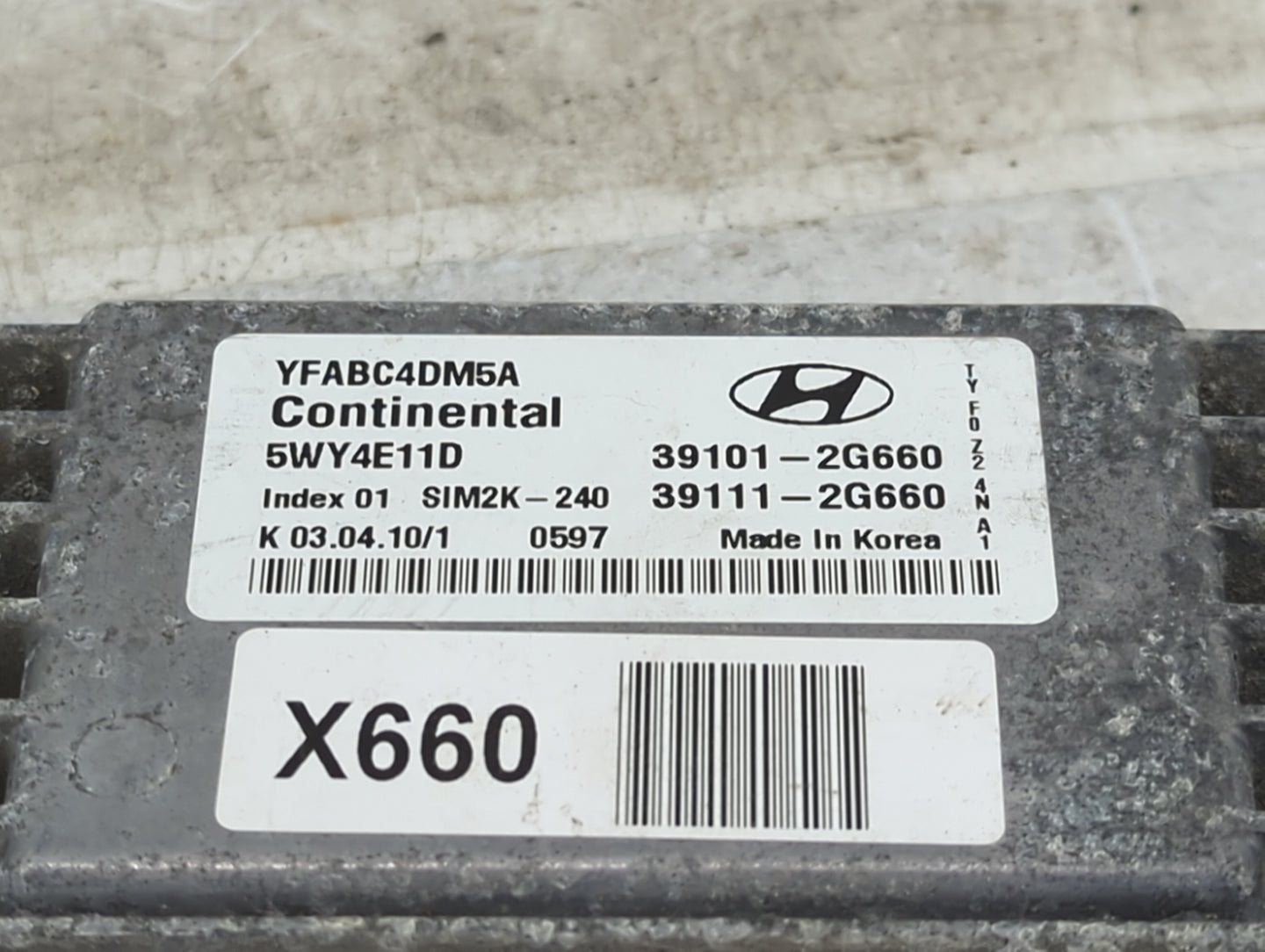 2011 Hyundai Sonata PCM Engine Control Computer ECU ECM PCU OEM P/N:YFABC4DM5A 5WY4E11D, 39101-2G660, 39111-2G660, SIM2K-240