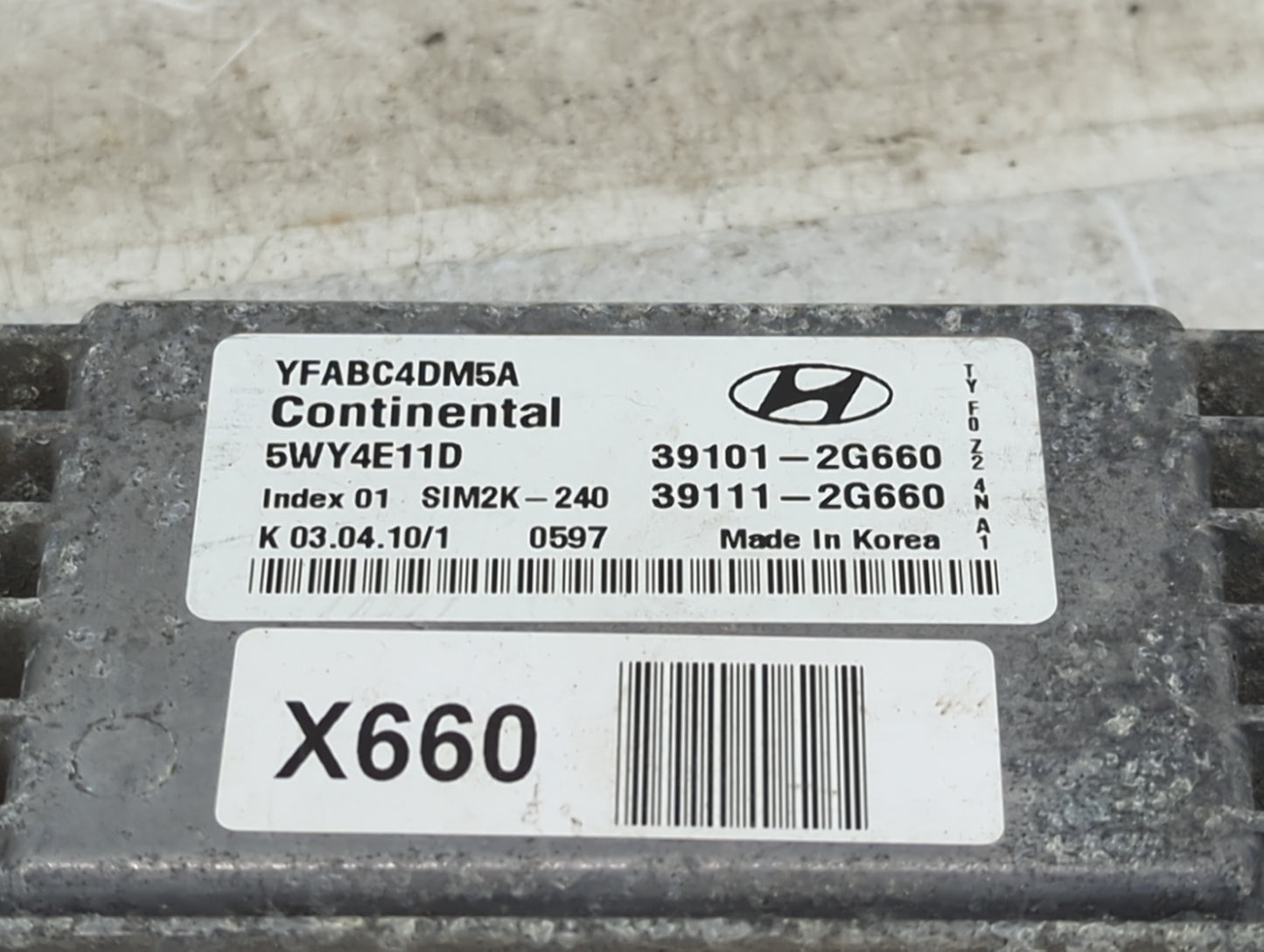 2011 Hyundai Sonata PCM Engine Control Computer ECU ECM PCU OEM P/N:YFABC4DM5A 5WY4E11D, 39101-2G660, 39111-2G660, SIM2K-240